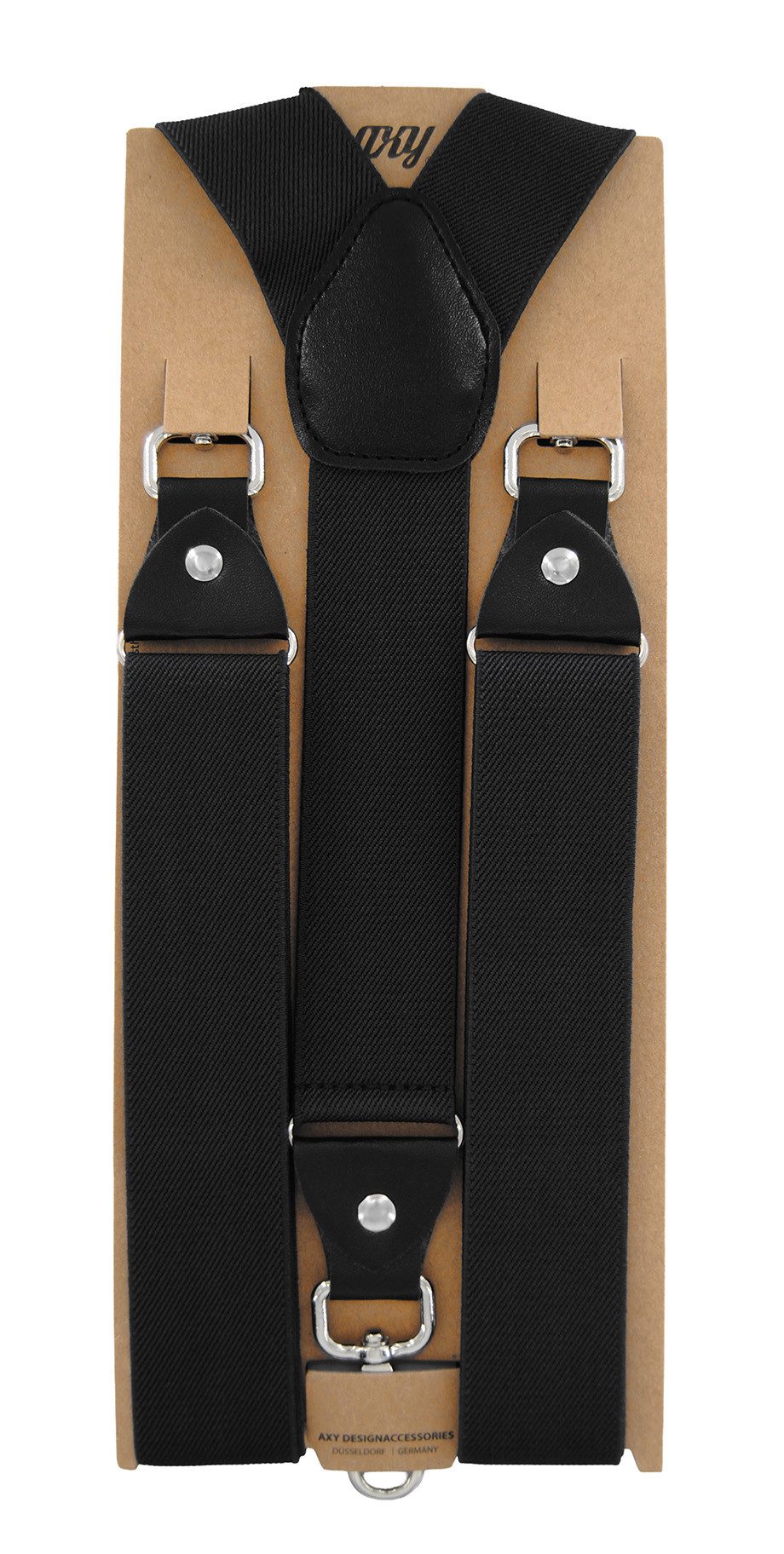 axy Hosenträger Herren Y-Form 3,5 cm breit, elastisch, mit 3 robusten Karabinern verstellbar 120cm Lang für Anzug Jeans Chinos Rockabilly Suspenders