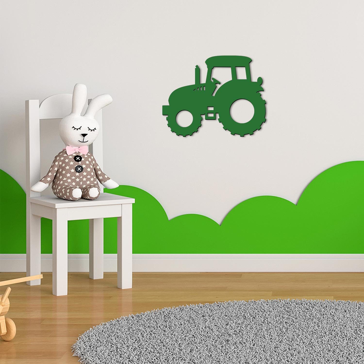 Namofactur LED Dekolicht LED Holz Traktor Ohne Grün LED fest Kinderzimmer, integriert, Warmweiß Deko Zugschalter