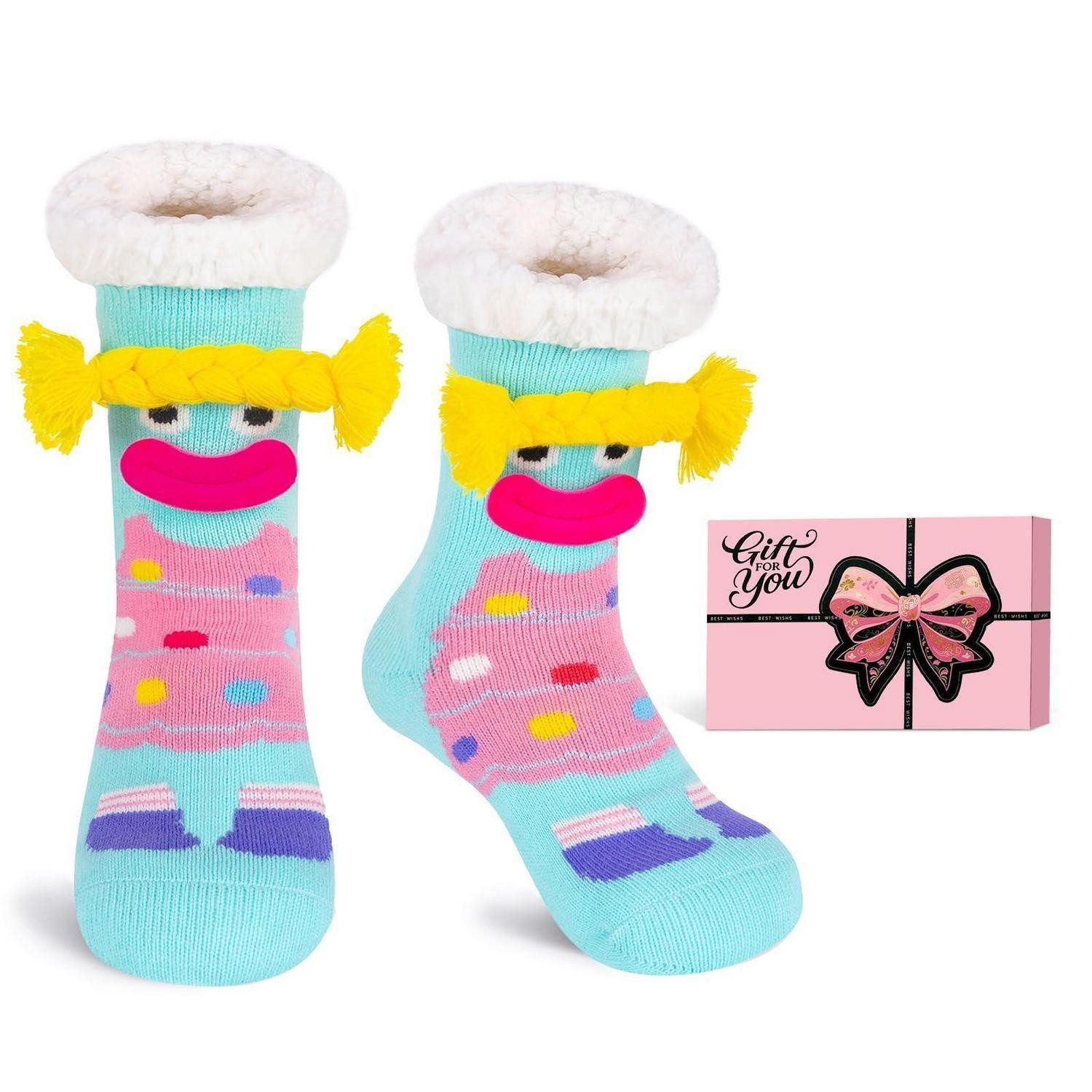 LuxusKollektion Kuschelsocken Kuschelsocken Damen mit Anti Rutsch Sohle blau grün