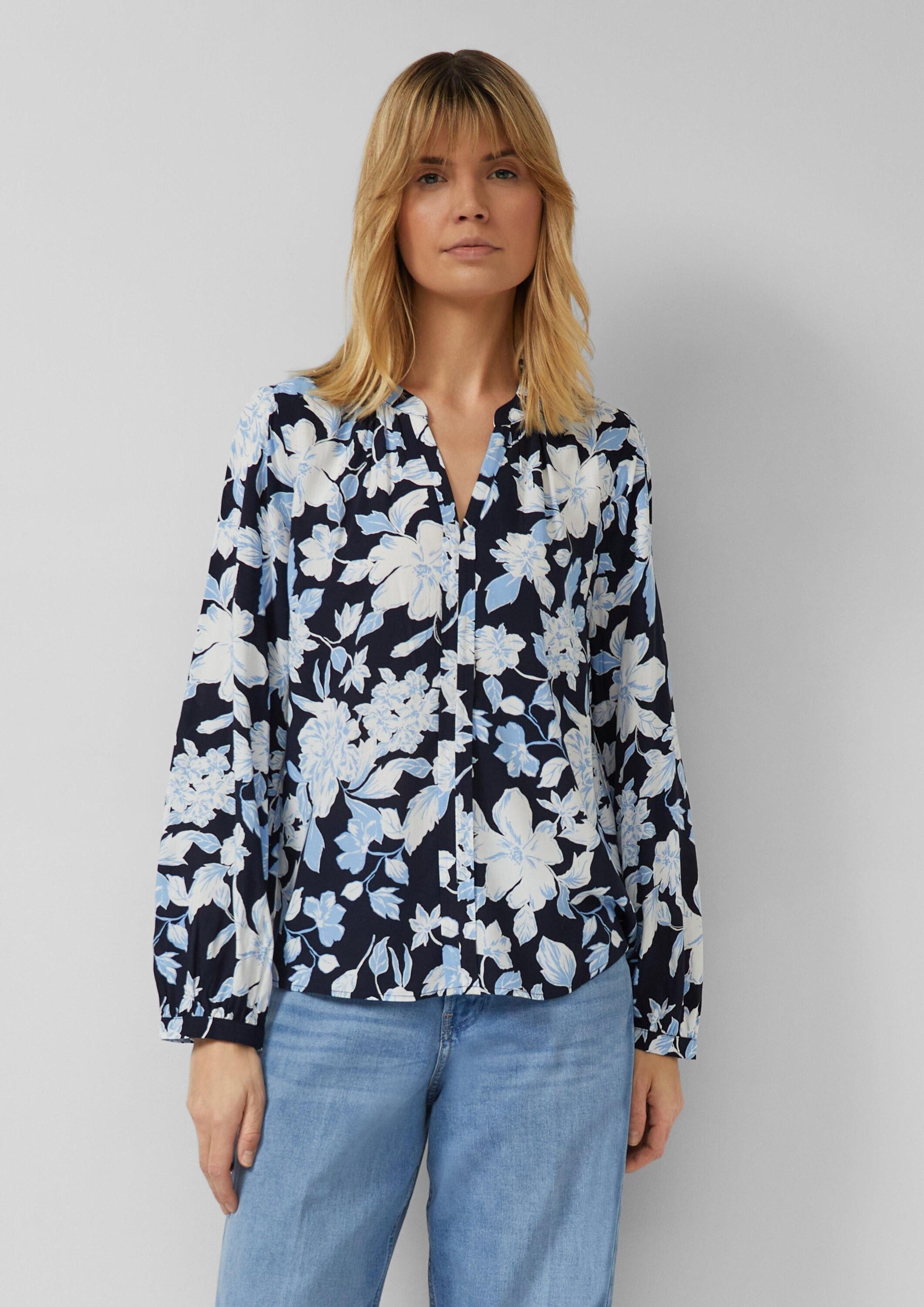 s.Oliver Langarmbluse Bluse Fließende Viskose-Bluse mit All-over-Print