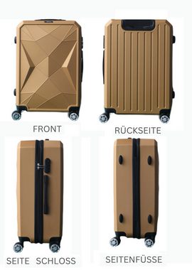 Cheffinger Koffer 3-teilig Hartschale Trolley Set Kofferset Handgepäck Reisetasche Gold