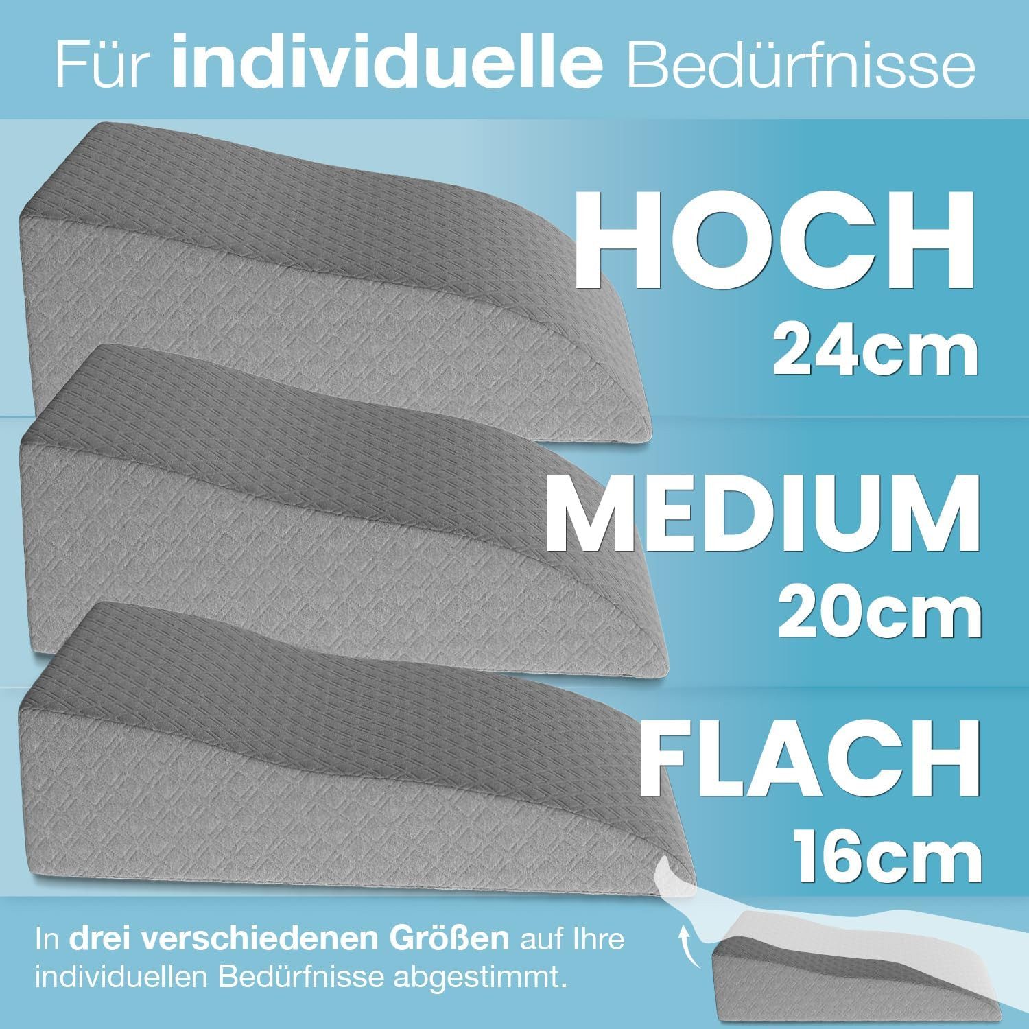 ELONEO Lagerungskissen für Beine, Venenkissen, Funktionskissen, abnehmbarer & waschbarer Bezug – Bild 4 von 5