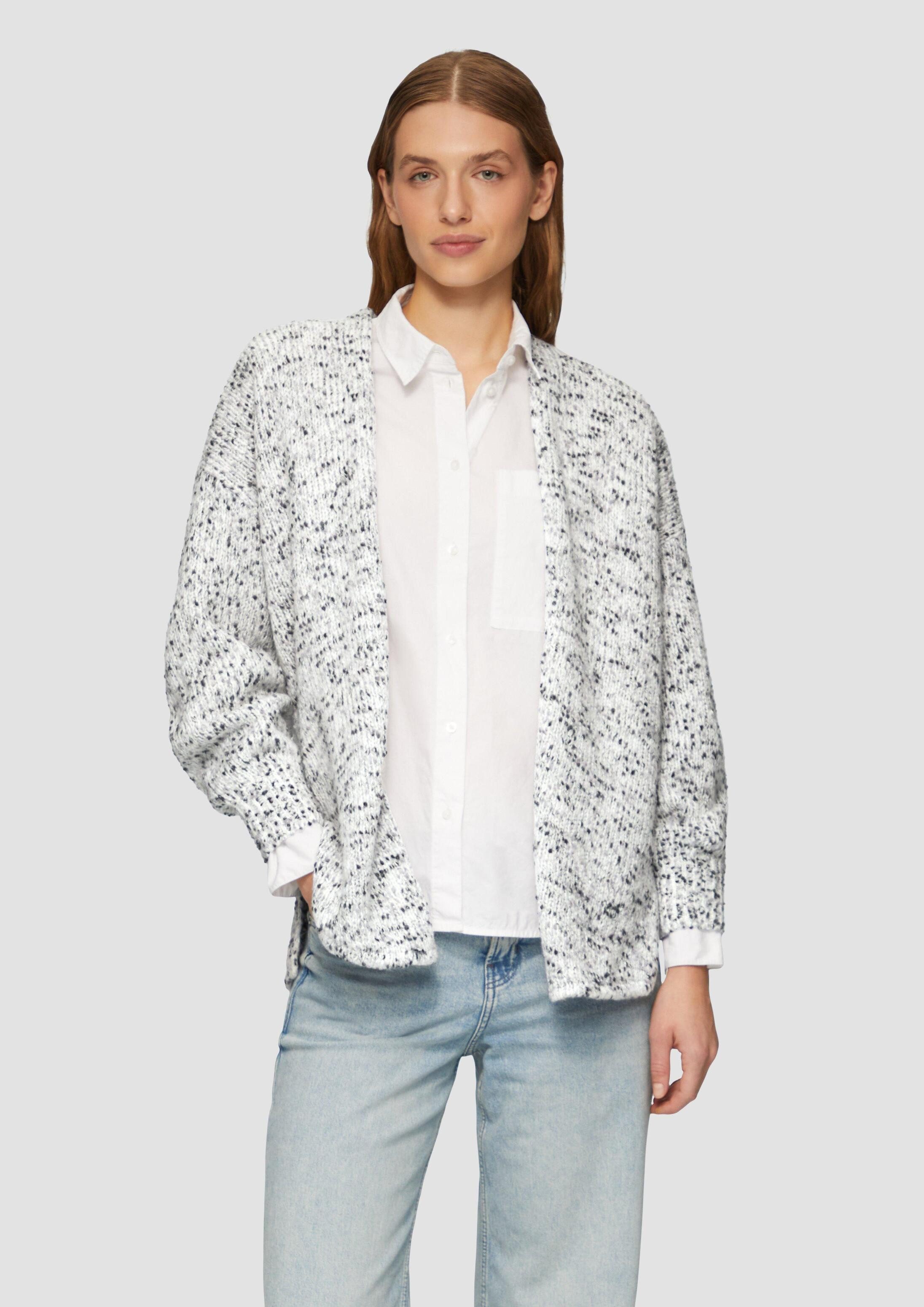 s.Oliver Cardigan Strickjacke Melierter Cardigan mit weiten Ärmeln im Relaxed Fit