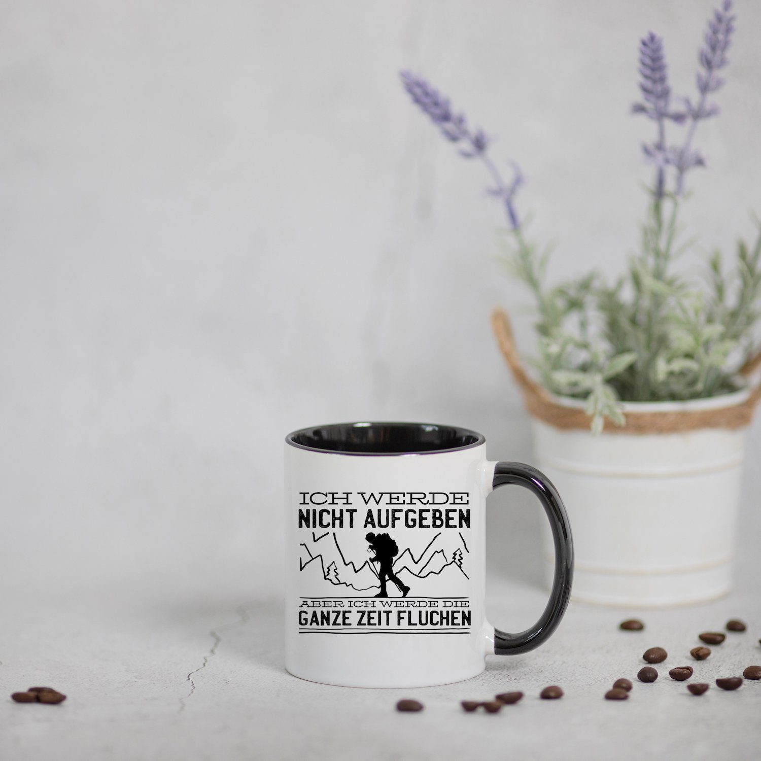 Youth Designz Tasse Keramik, Weiss/Schwarz Kaffeetasse Aufgeben mit Print Wandern Geschenk, Nicht trendigem