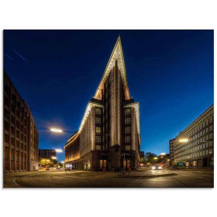 Artland Glasbild Hamburg Chilehaus Gebäude (1 St) in verschiedenen Größen