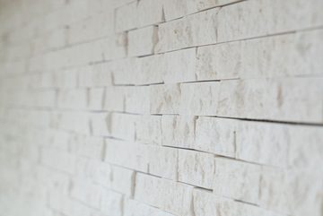 Mosani Mosaikfliesen Kalkstein Mosaik Naturstein Splitface Steinwand weiß creme Brick