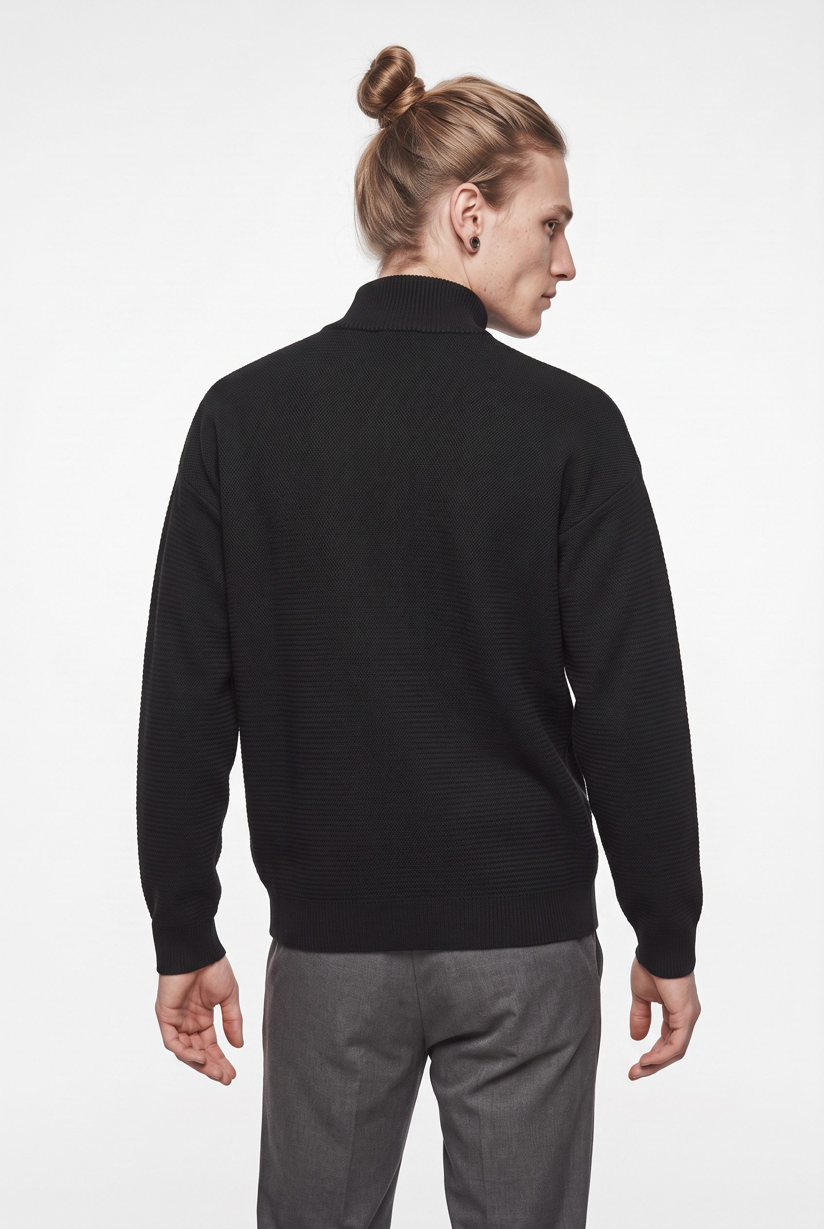 ONLY & SONS Troyer ONSCARTER REG JAQUARD 1/2 ZIP OTL Viskosemischung, regular fit – Bild 2 von 5