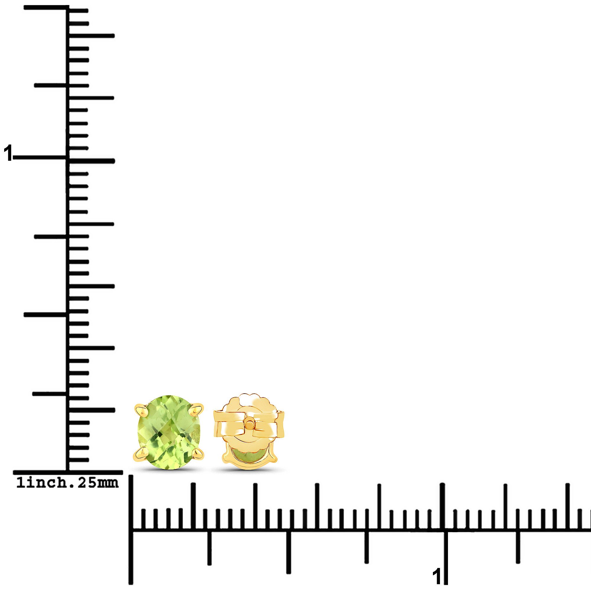 Vira Jewels Paar Ohrstecker 925-Sterling Silber vergoldet Glänzend Peridot grün