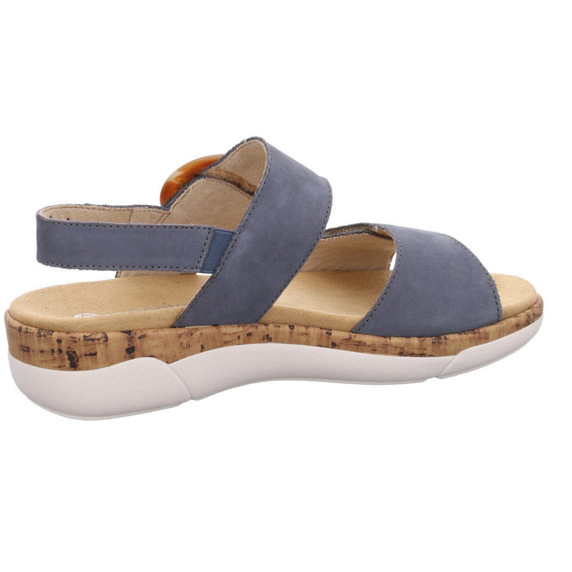 Remonte Damen Sandalen Sandale Fußbett Keilsandalette blau Bequem Freizeit Nubukleder (14)