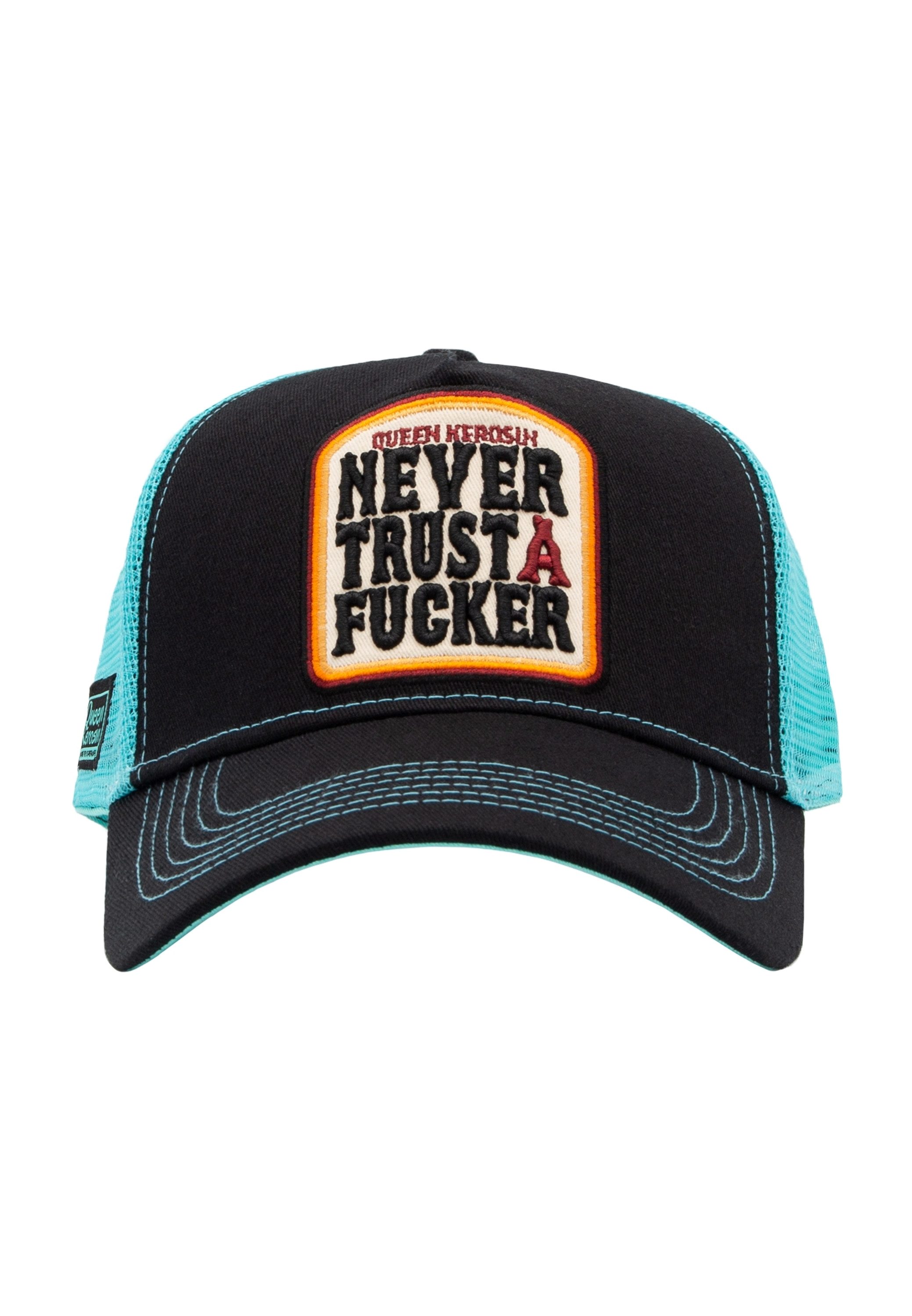 QueenKerosin Trucker Cap Never Trust A Fucker (1-St) mit 3D-Stickerei