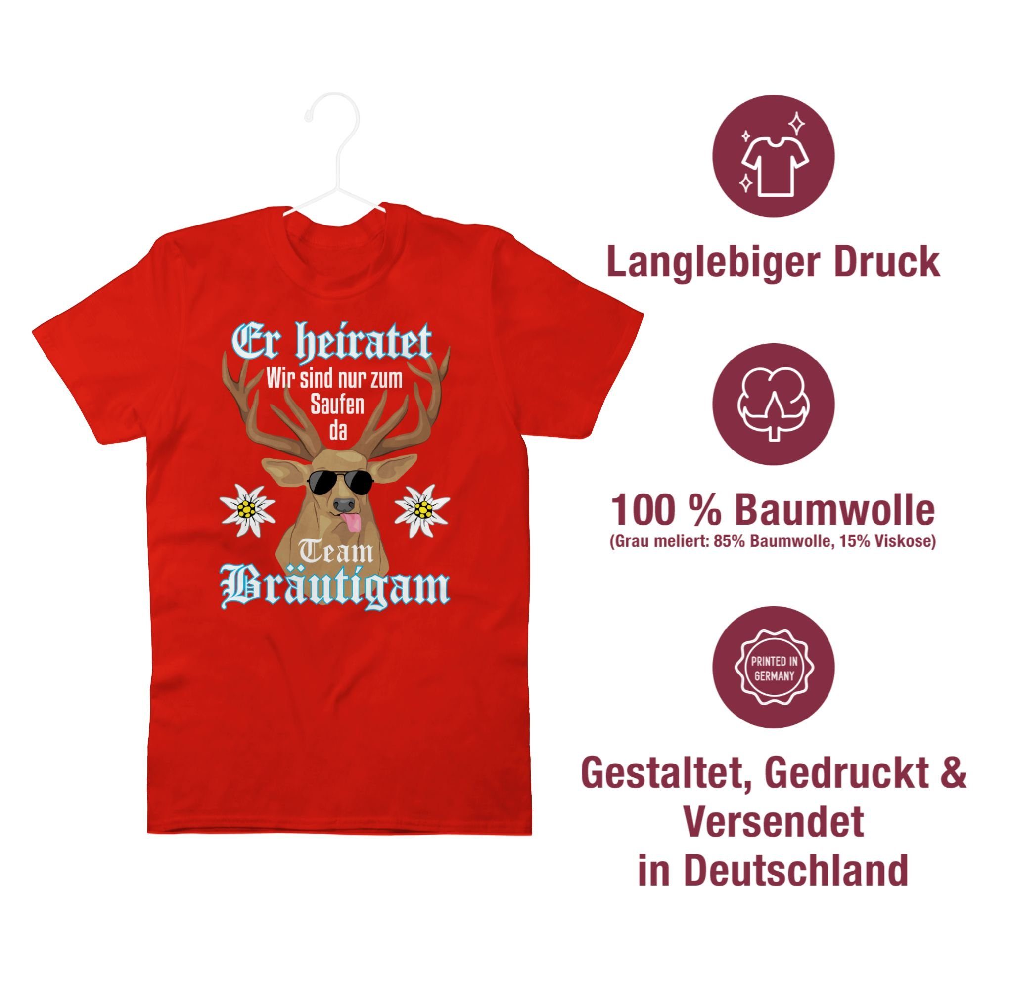 T-Shirt Shirtracer 02 Bräutigam Er JGA Team Rot Heiratet - Männer