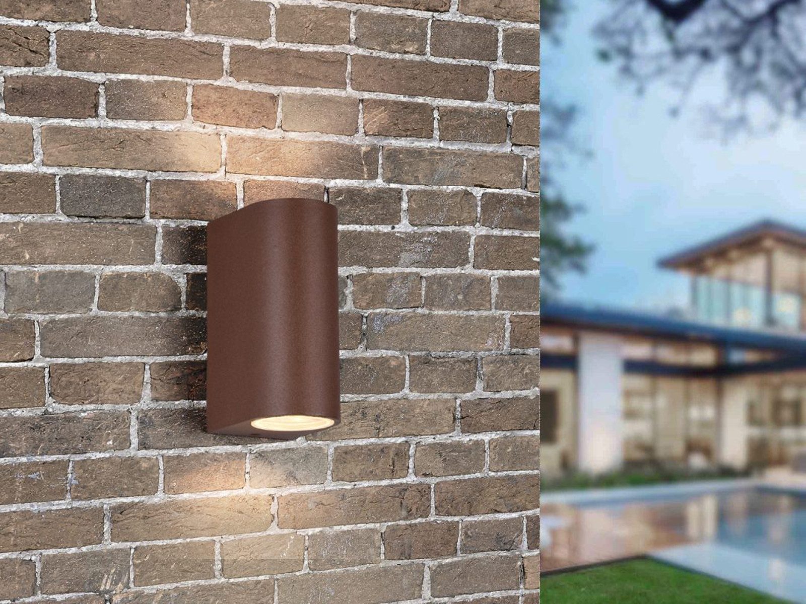 TRIO Leuchten LED Außen-Wandleuchte, LED wechselbar, warmweiß, up down Light, 15cm, Fassadenbeleuchtung für Hauswand, Rost-optik