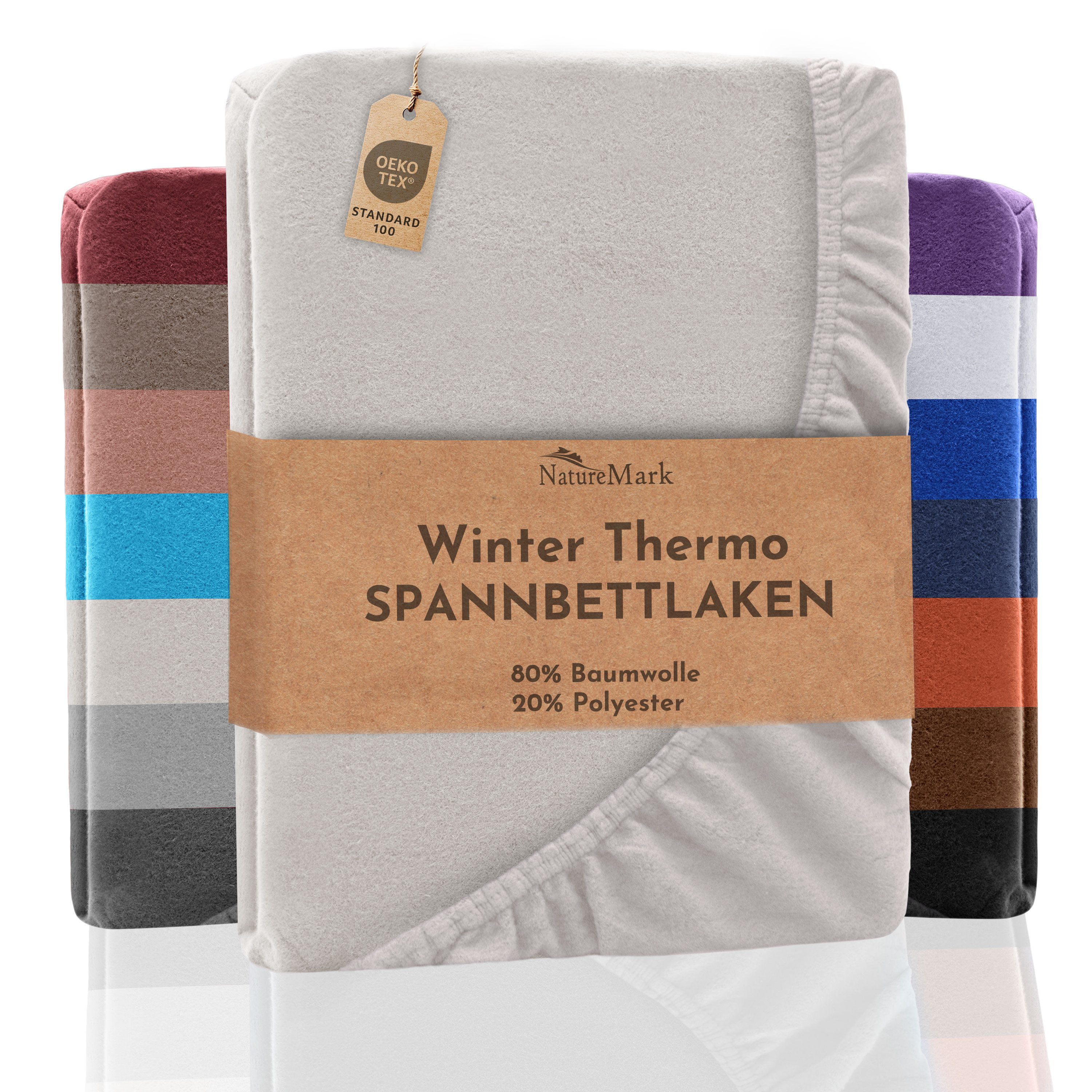 NatureMark Spannbettlaken Winter Thermo Fleece Spannbetttuch, 80% Baumwolle günstig online kaufen