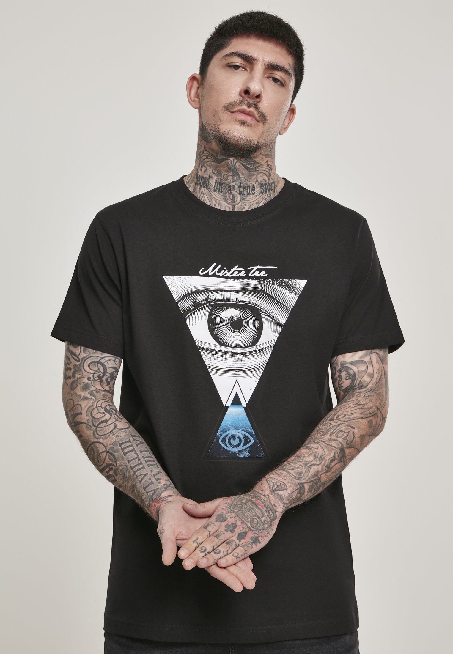 black Herren Tee Mister T-Shirt Mister MisterTee MT1001 Tee (1-tlg) Eyes Eyes