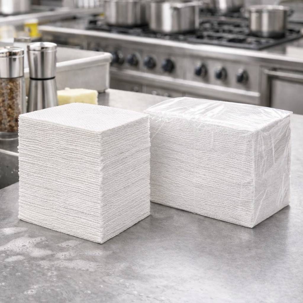 PACKEO Papierserviette 1/4-Falz 33×33 cm, 1-lagig, Weiß, Gastronomie Servietten, (1000 St)