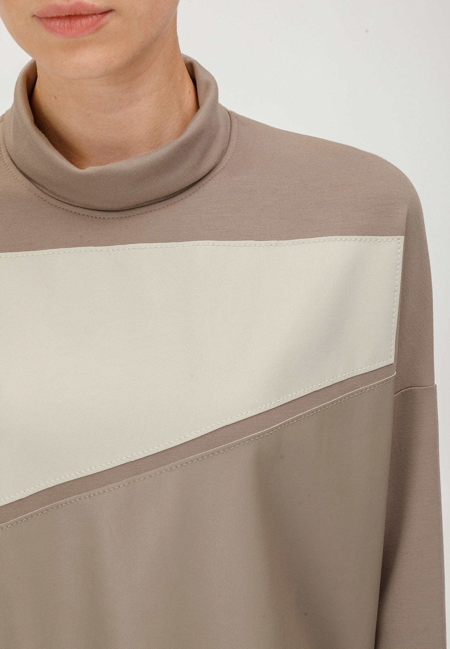 HELMIDGE Kurzer Rollkragen beige Rollkragenpullover