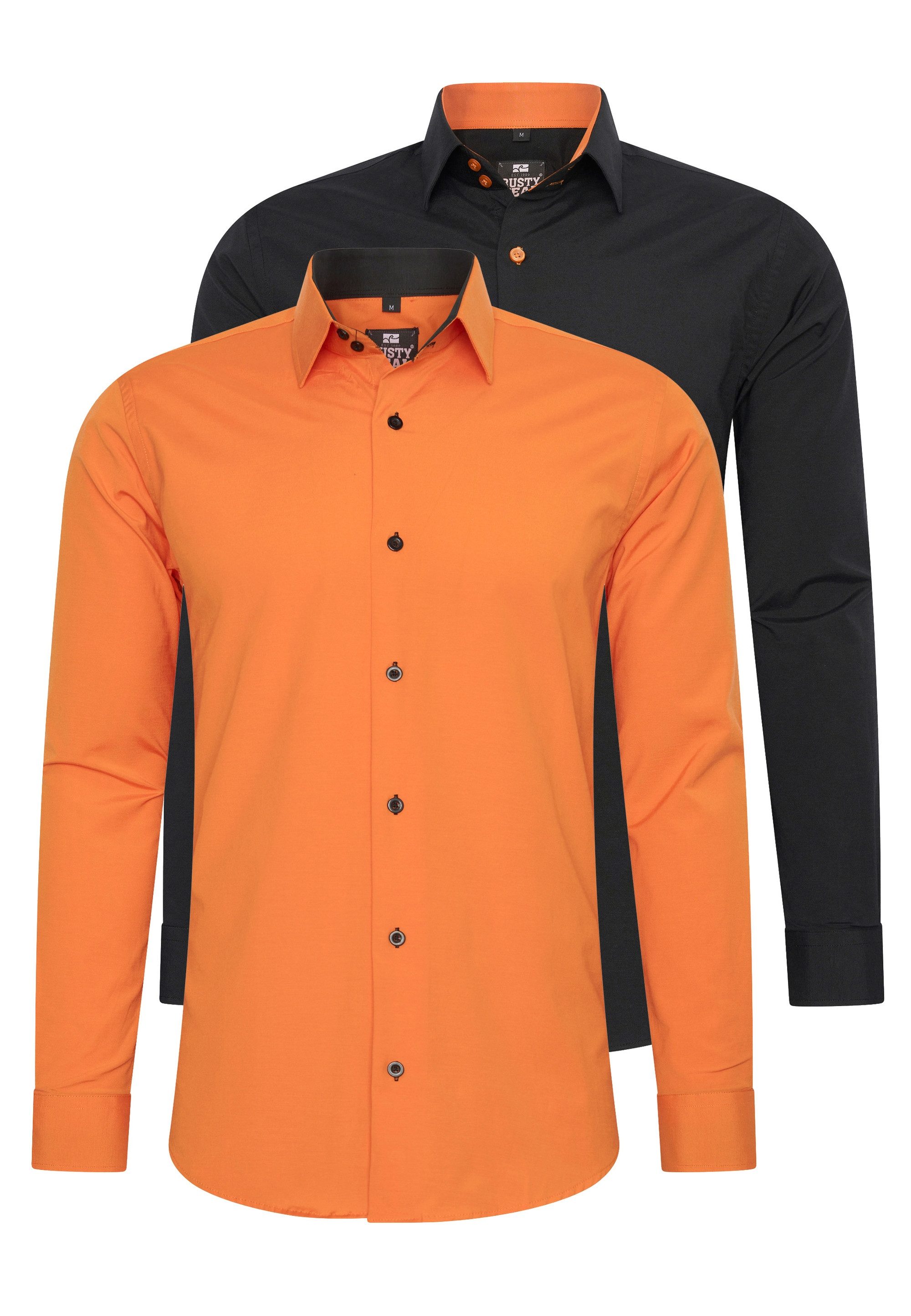 Rusty Neal Langarmhemd im Slim-Fit geschnitten