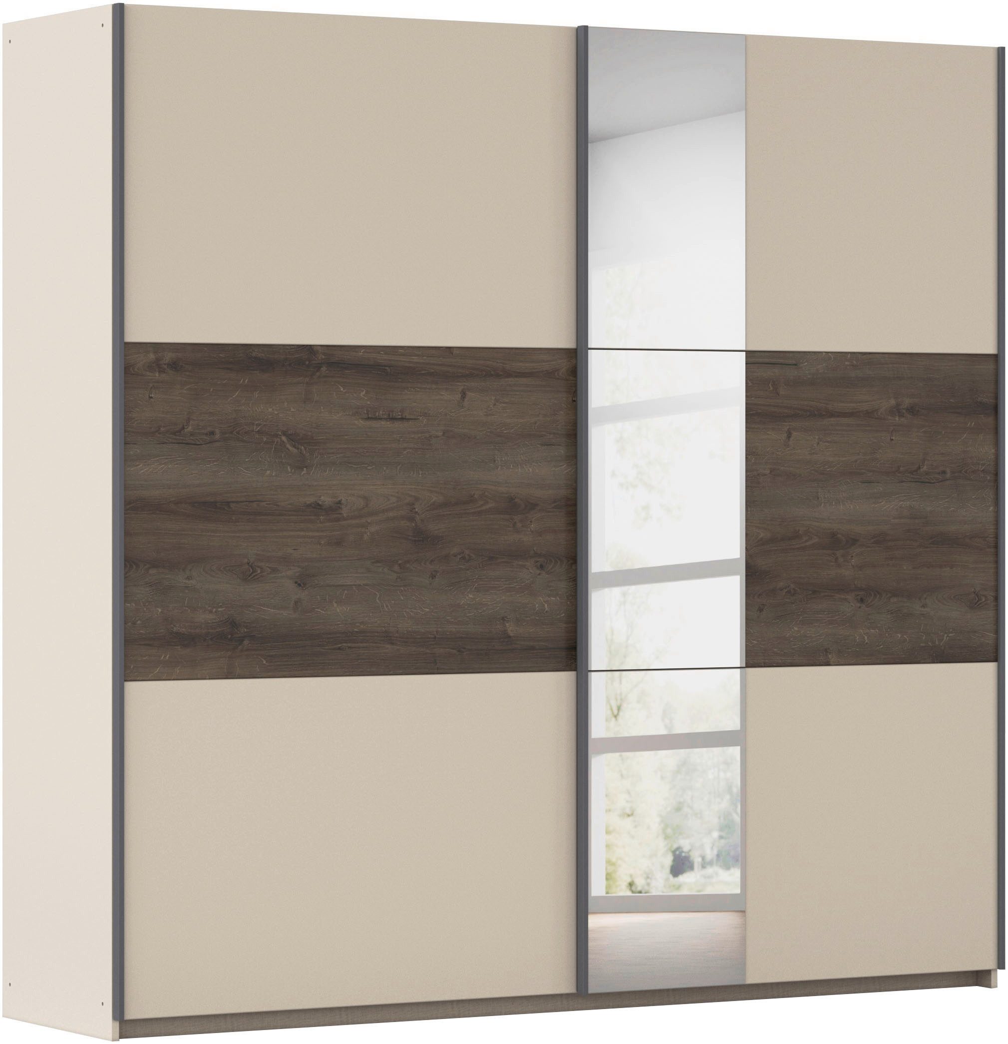 rauch Schwebetürenschrank Kleiderschrank Schrank Garderobe Schlafzimmerschrank SAJO in 2 Breiten (218, 261 cm) optional mit Spiegel MADE IN GERMANY