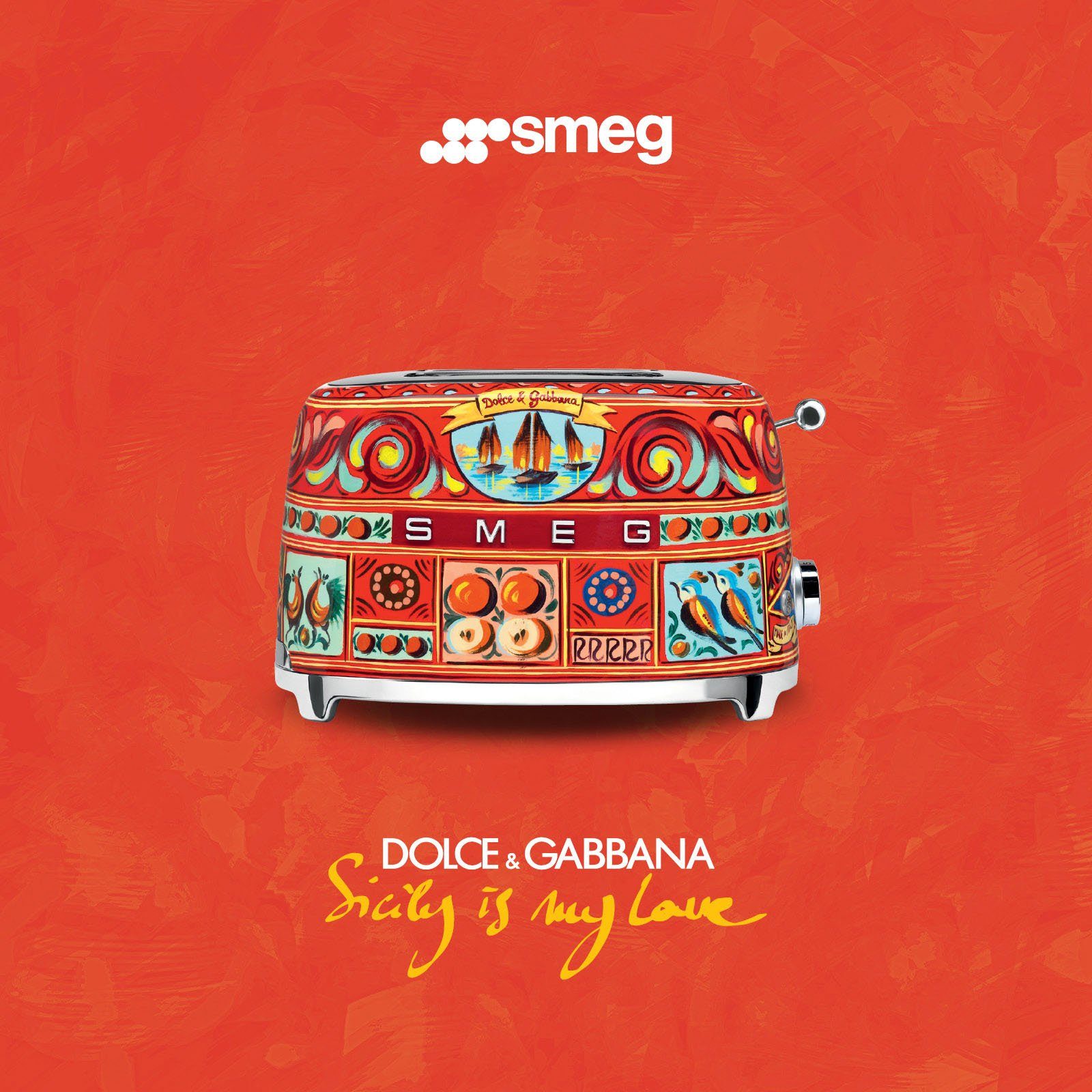 SMEG DOLCE & GABBANA Toaster TSF01DGEU, 2 kurze Schlitze, 950 W, Limited Edition Dolce & Gabbana Sicily is my Love