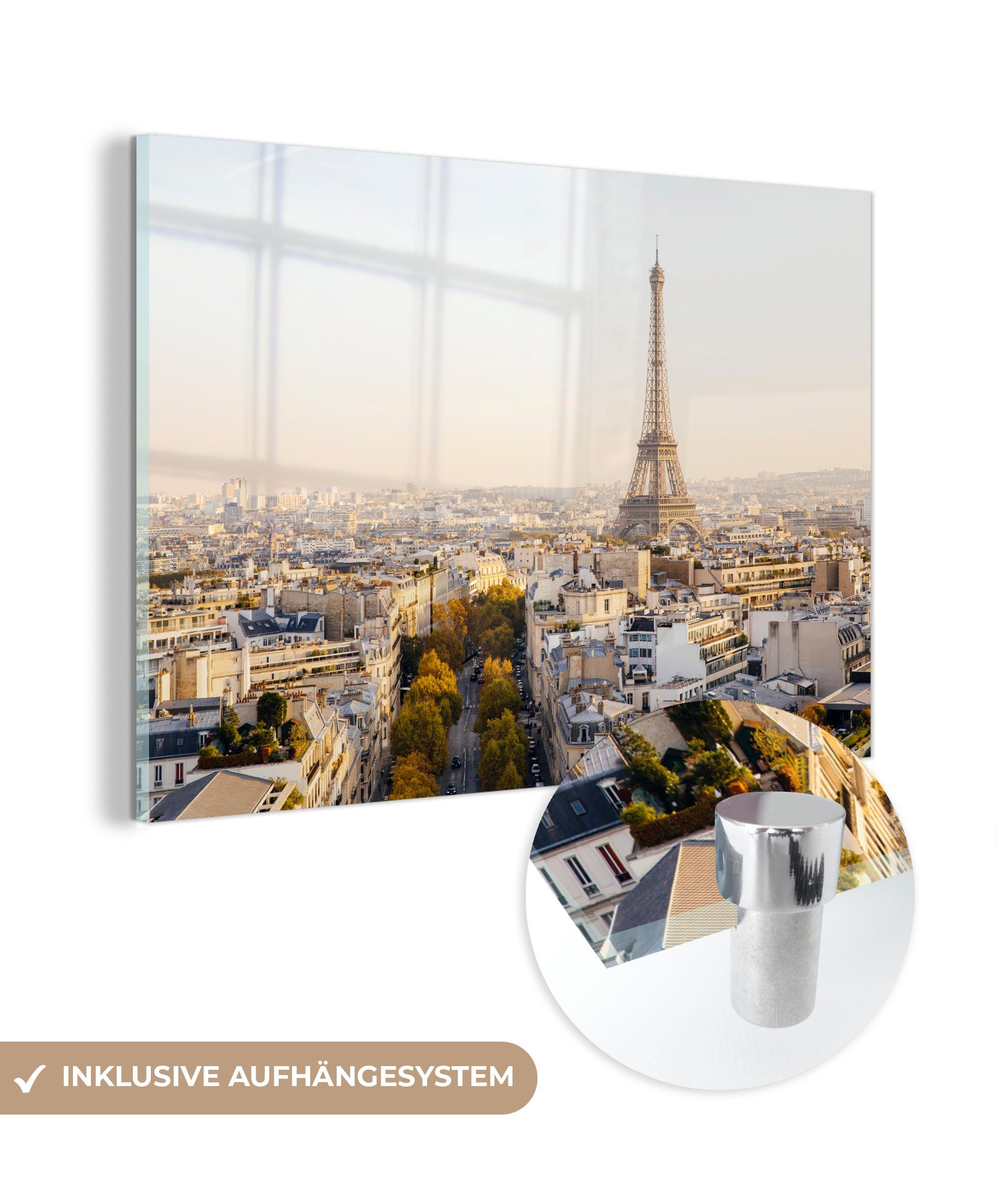 - - St), Wohnzimmer Himmel, MuchoWow Paris Acrylglasbild Eiffelturm Schlafzimmer (1 & Acrylglasbilder