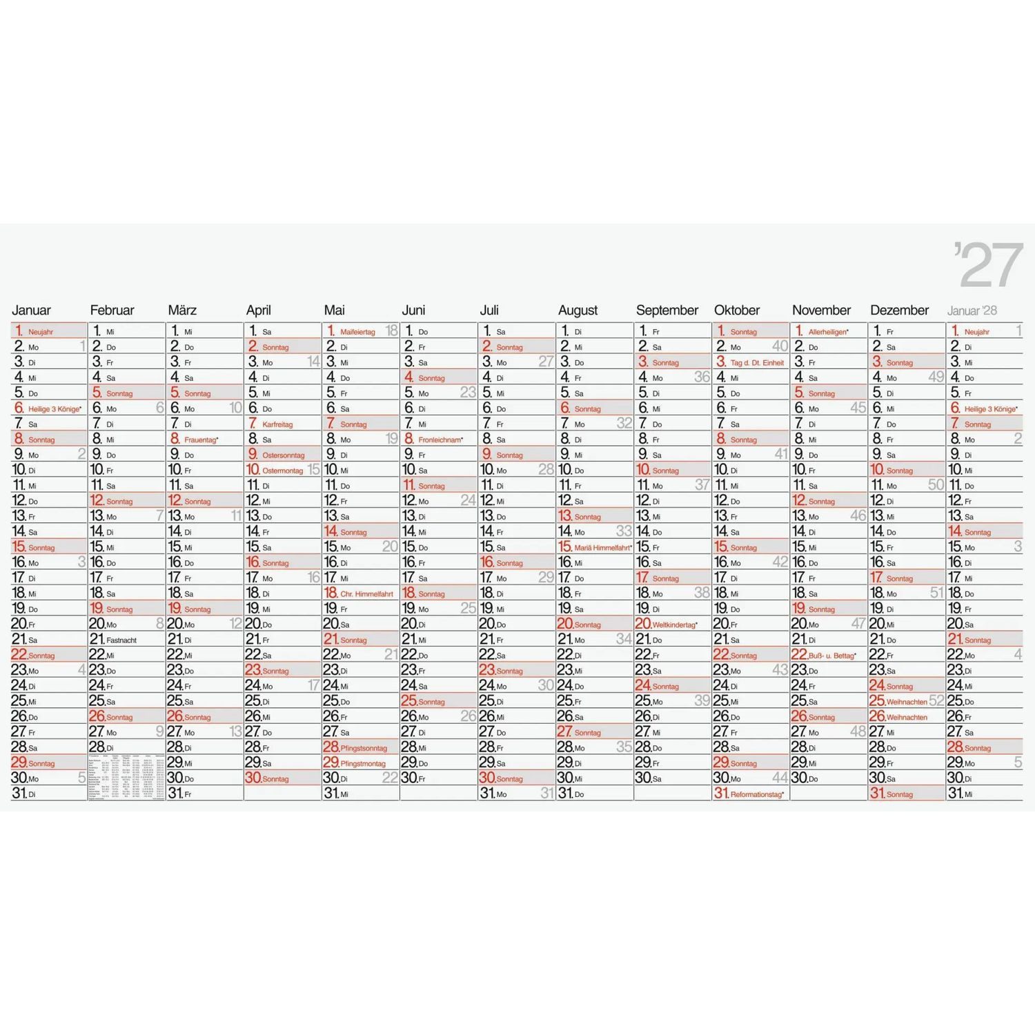 Baier & Schneider Plakatkalender rido/idé 7033690007 Plakatkalender Mod. young design XL 2027...