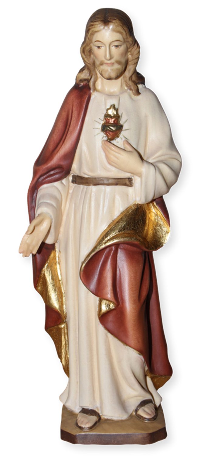 Dolfi Dekofigur Barmherziger Jesus "Sacred Heart" H 20 cm Holzfigur aus Ahornholz