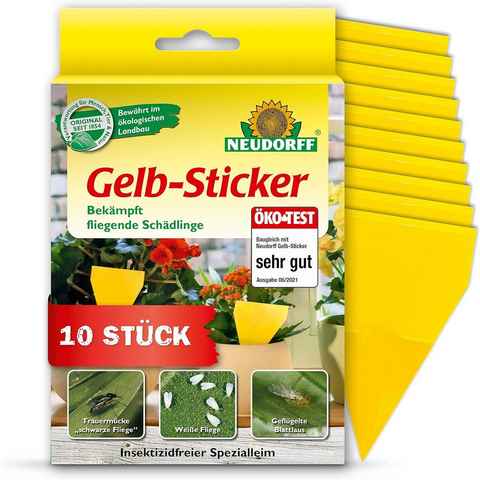 Neudorff Insektenfalle Gelb-Sticker, gegen kleine fliegende Schädlinge wie Trauermücken, insektizid frei