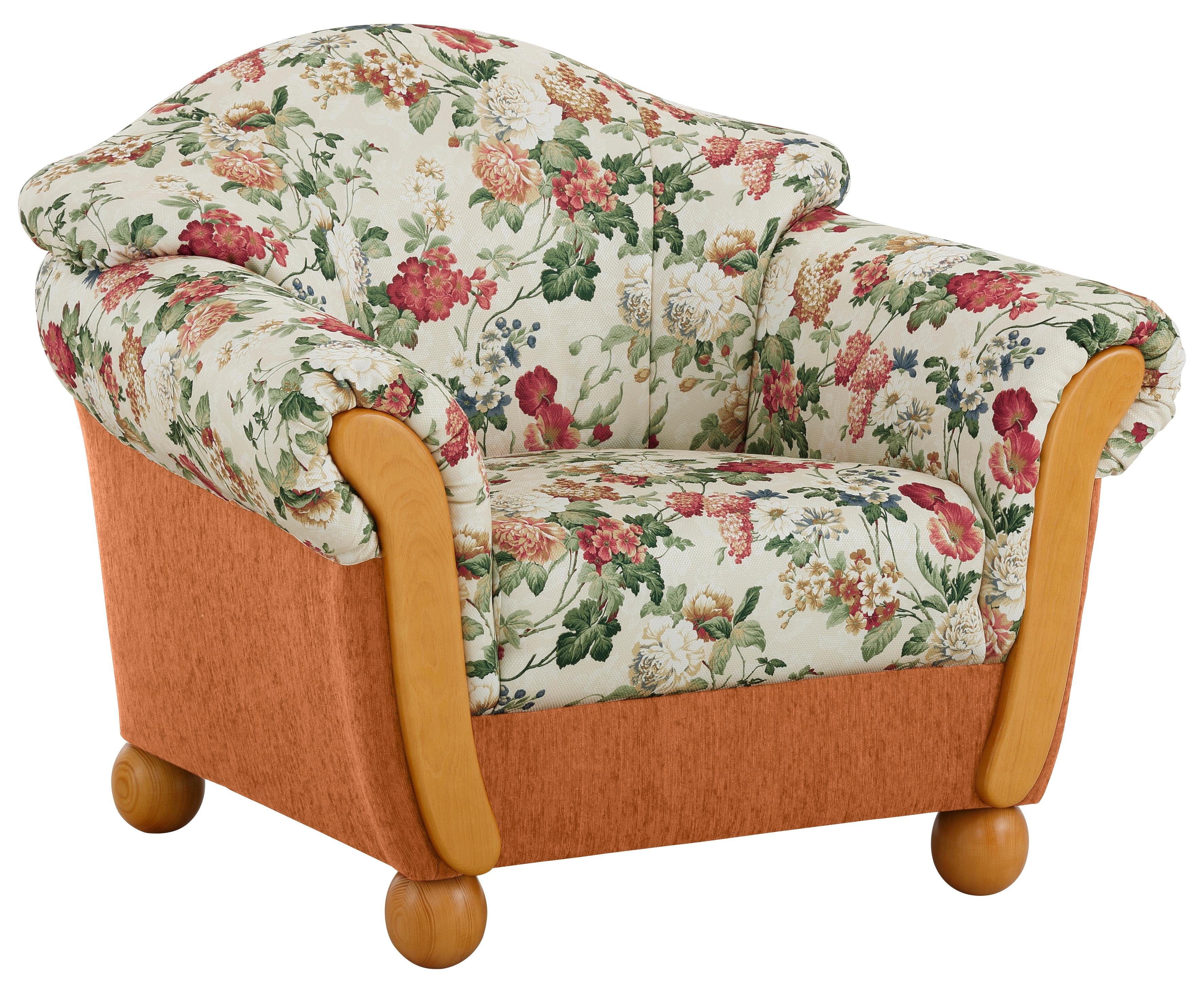 Home affaire Sessel Milano, bequemer Loungesessel, Landhaus-Stil, Holz-Chat günstig online kaufen