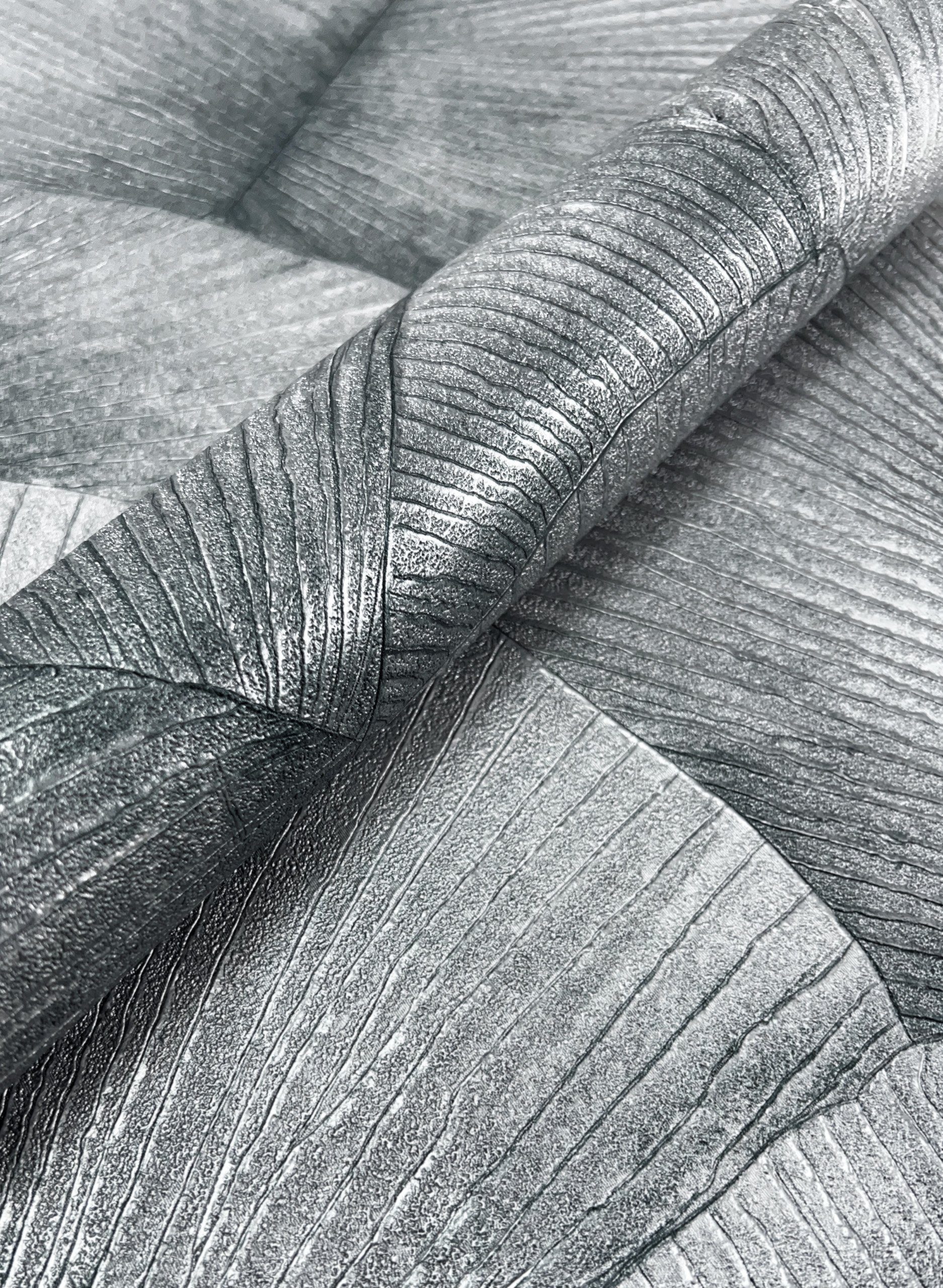 Newroom Vliestapete, Silber Tapete Modern Dschungel - Mustertapete Dschunge günstig online kaufen