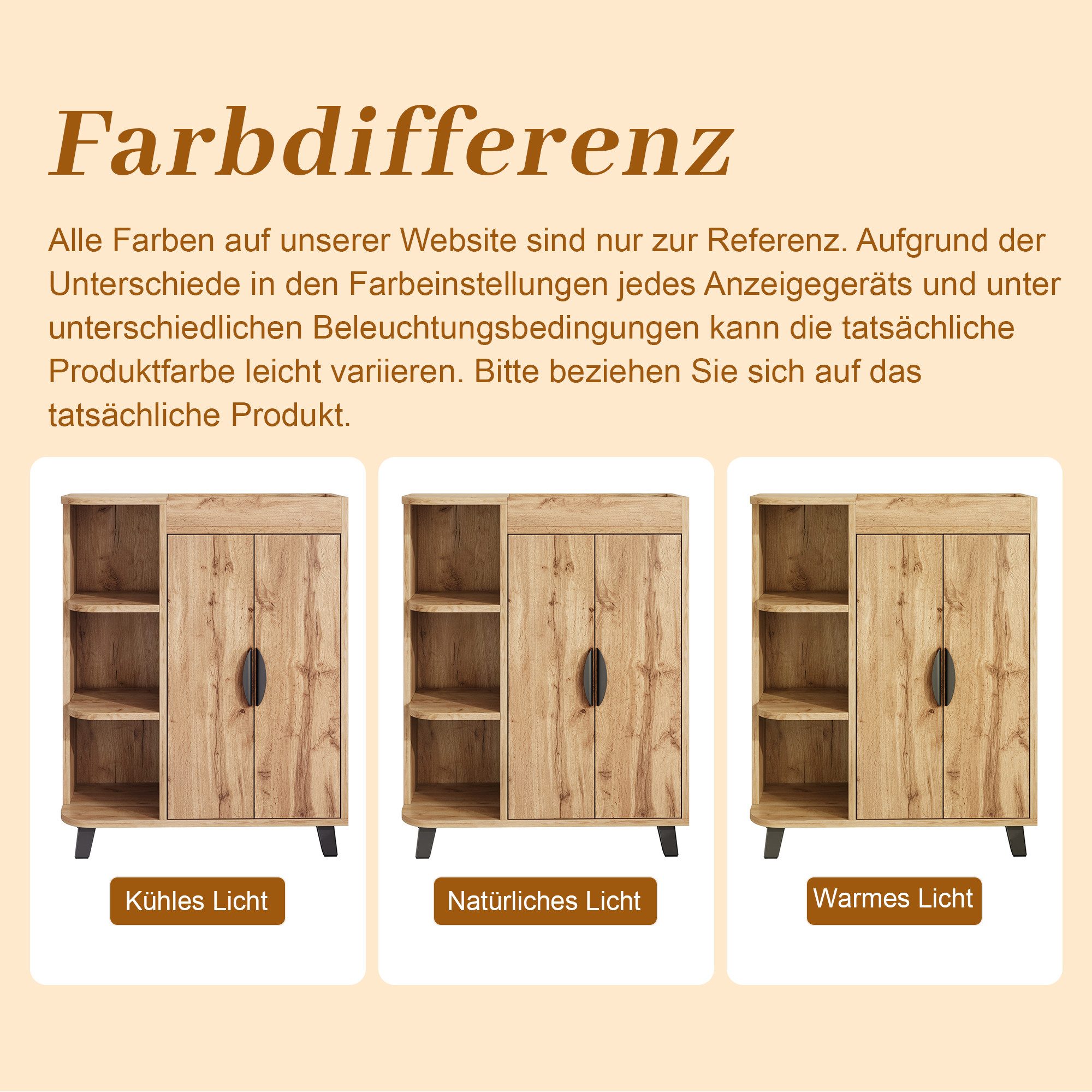 Yorbay Schuhschrank Zweitüriger Schuhmöbel mit oberem Ablagefach, schmaler Schuhmöbel (Set, 1er Set) Holzoptik,mit 3 offenen Regalböden 80x32x99cm(BxTxH) – Bild 4 von 5