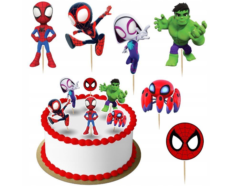 Festivalartikel Tortenstecker Spidey Und Seine Super-Freunde Topper Set 6 Stk Torten Deko Kuchen