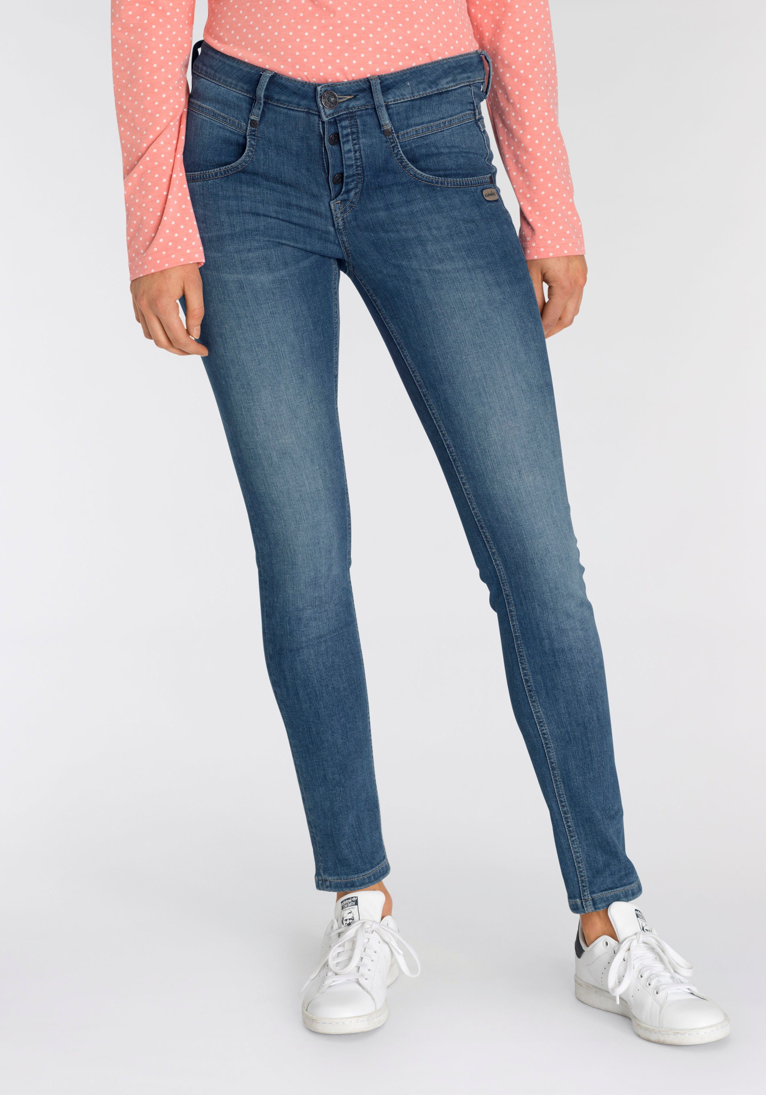 GANG Skinny-fit-Jeans "94MEDINA" mit stylischer halb offener Knopfleiste günstig online kaufen