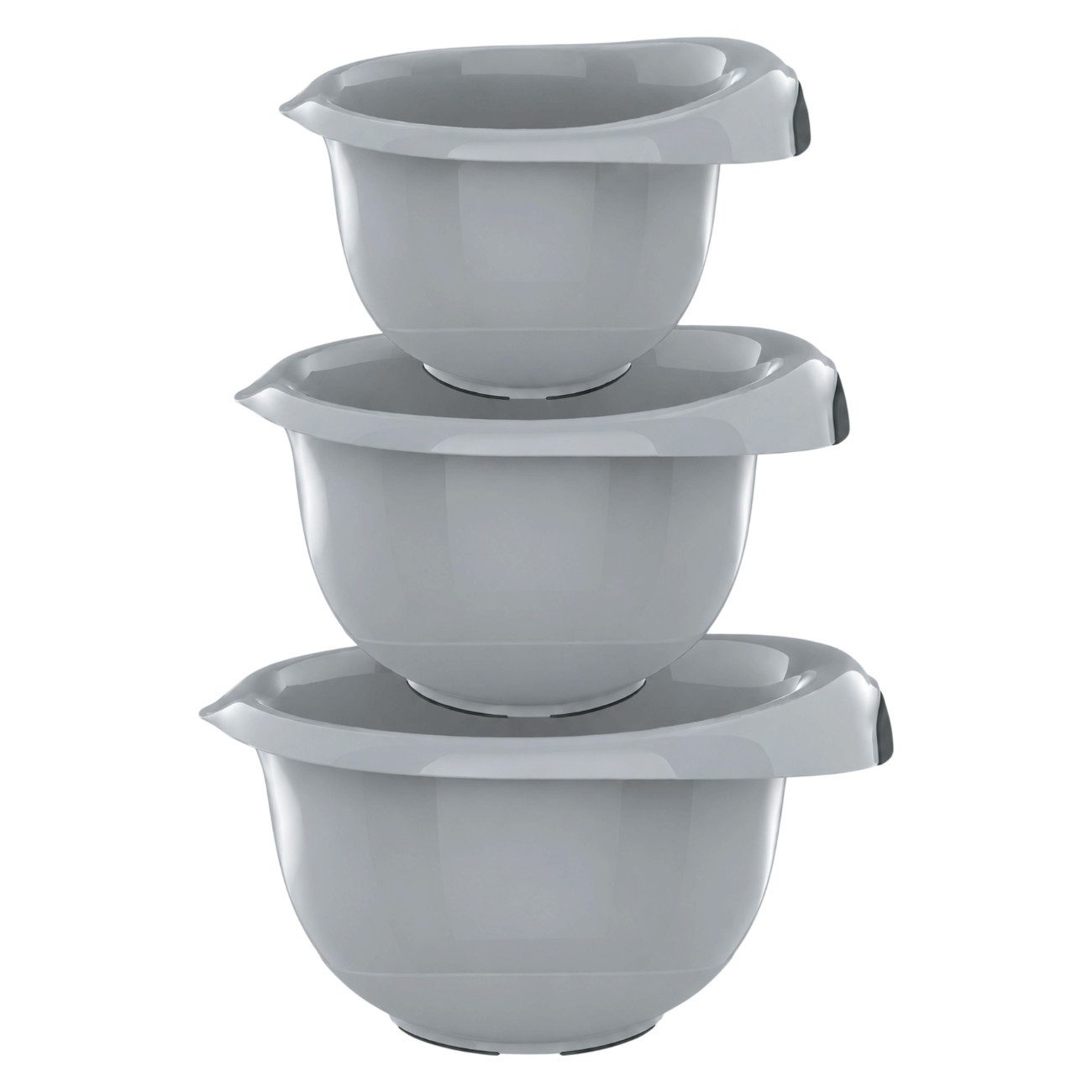 Engelland Rührschüssel 3er Set Backschüsseln mit Griff, Salatschüsseln, Kunststoff, (Vorteils-Set, 3-tlg), robust, BPA-frei, stapelbar, rutschfeste Silikonfüße, Einhandausguss