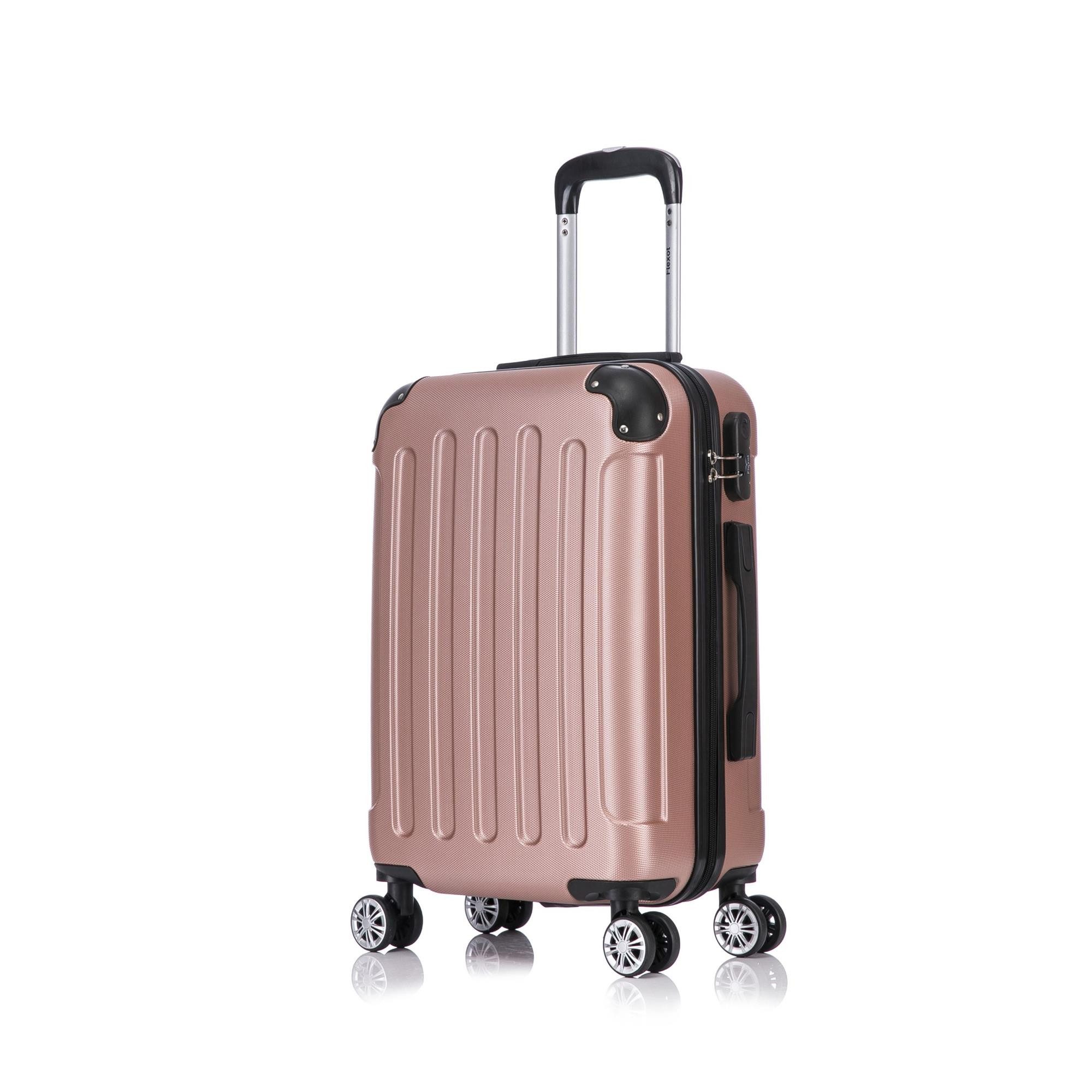 Flexot Hartschalen-Trolley F-2045 Kofferset, 360° Rollen, robuster Reisekoffer, Bordcase, 4 Rollen, Robuster und moderner Koffer mit vier 360° Rollen und Zahlenschloss