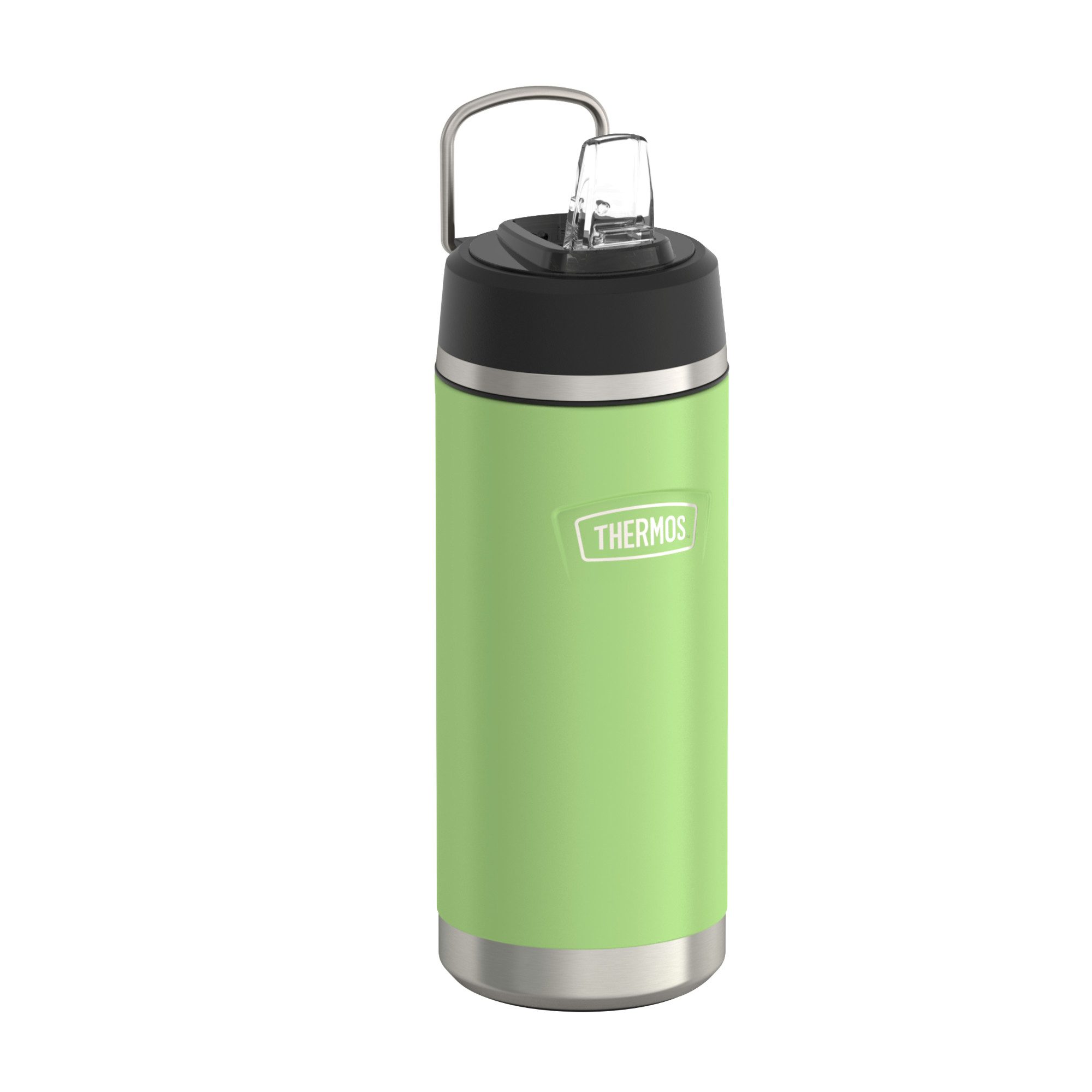 THERMOS Isolierflasche ICON WATER BOTTLE, Edelstahlkörper, spülmaschinenfest, 0,53l, 12h kalt, schappsicher mit einklappbarem Flip-Strohalm