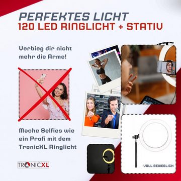 TronicXL Ringlicht XL Ringlicht mit Stativ groß für Handy Smartphone iPhone Halterung