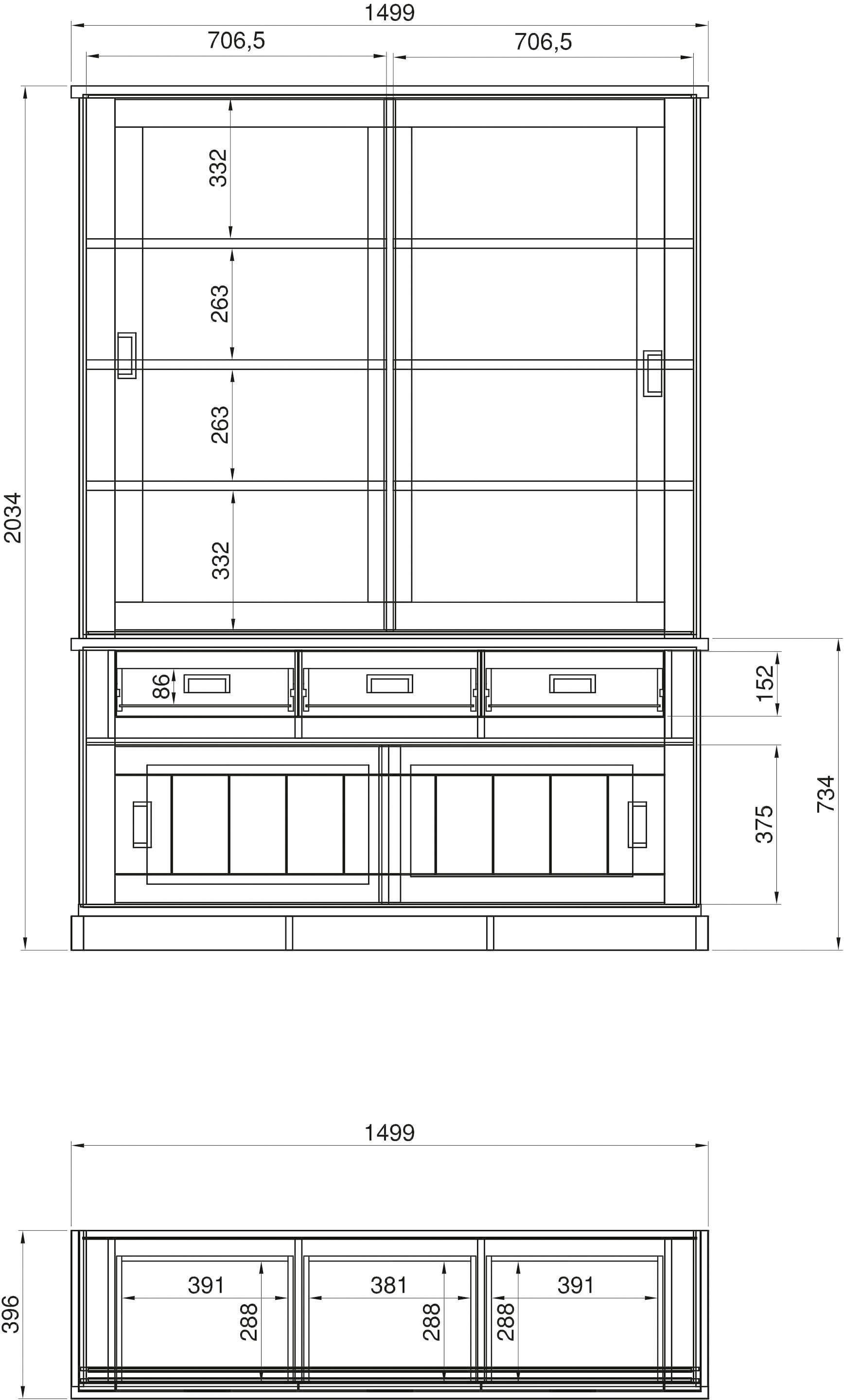 204 affaire ca. ORLANDO Home Buffet Höhe cm