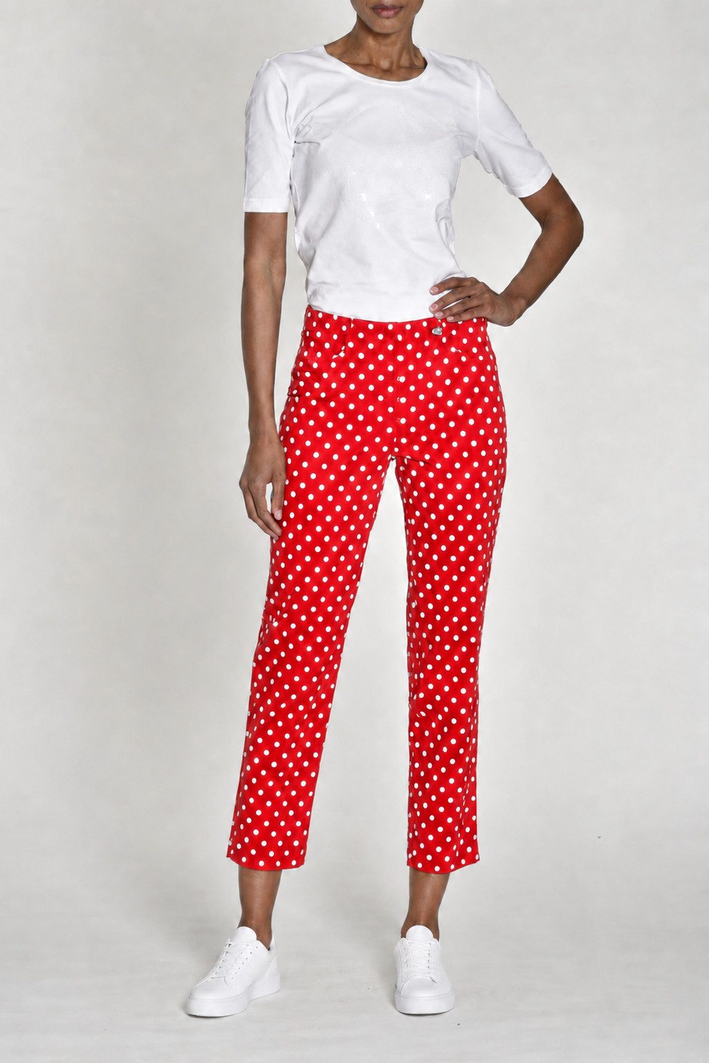 ROBELL Stretch-Hose BELLA Bengaline Punkte Print ein echter Hingucker !!! Punkte Print ° ° °