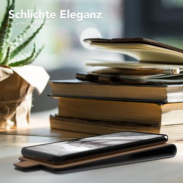EAZY CASE Handyhülle Flipcase für Samsung Galaxy A21s 6,5 Zoll, Tasche Klapphülle Handytasche zum Aufklappen Etui Kunstleder Schwarz