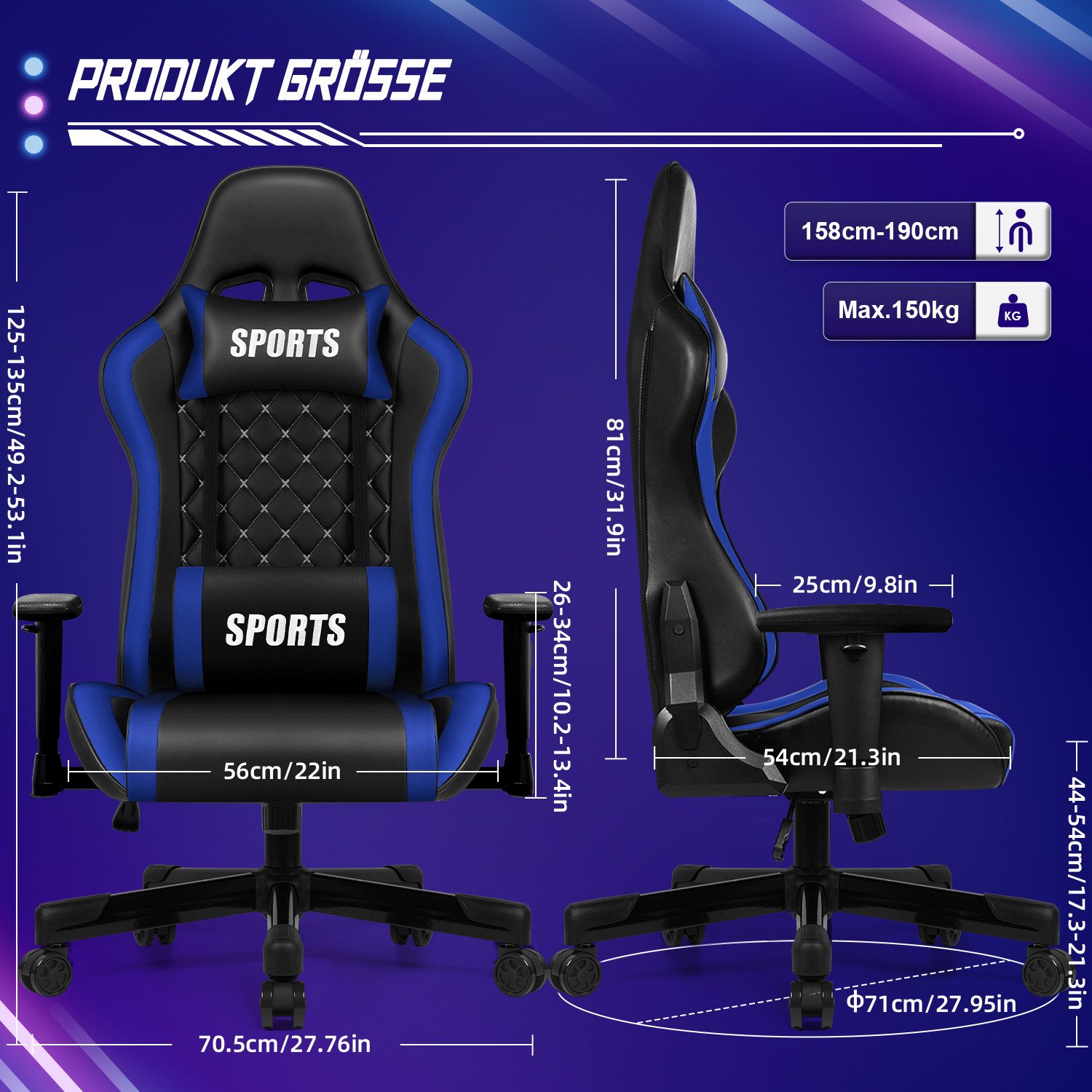 Hiazurm Gaming-Stuhl Gaming Stuhl, Bürostuhl Ergonomisch, günstig online kaufen