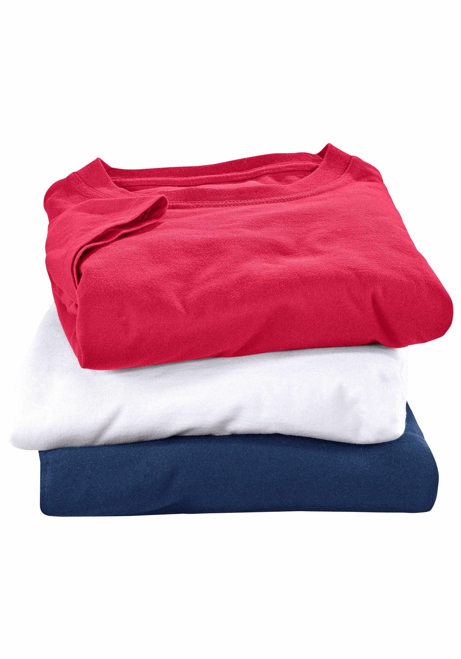 H.I.S T-Shirt (Packung, 3-tlg) weiß, Baumwolle als aus rot, marine perfekt Unterziehshirt