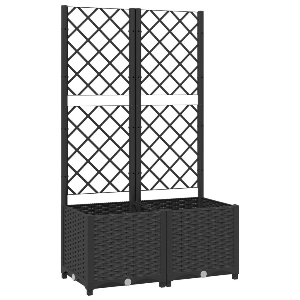 vidaXL Pflanzkübel, Pflanzkasten mit Spalier Schwarz 80x40x136 cm PP