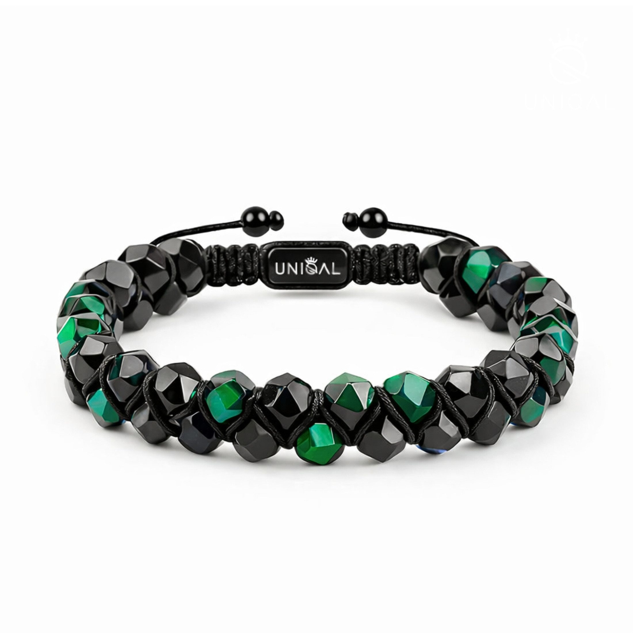 UNIQAL.de Perlenarmband Naturstein Turmalin facettiert (Unisex-Armband mit verstellbarer Makramé-Schließe, Echte Steinperlen, präzise geschliffen, handgefertigt), Verkauf & Versand durch deutschen Händler