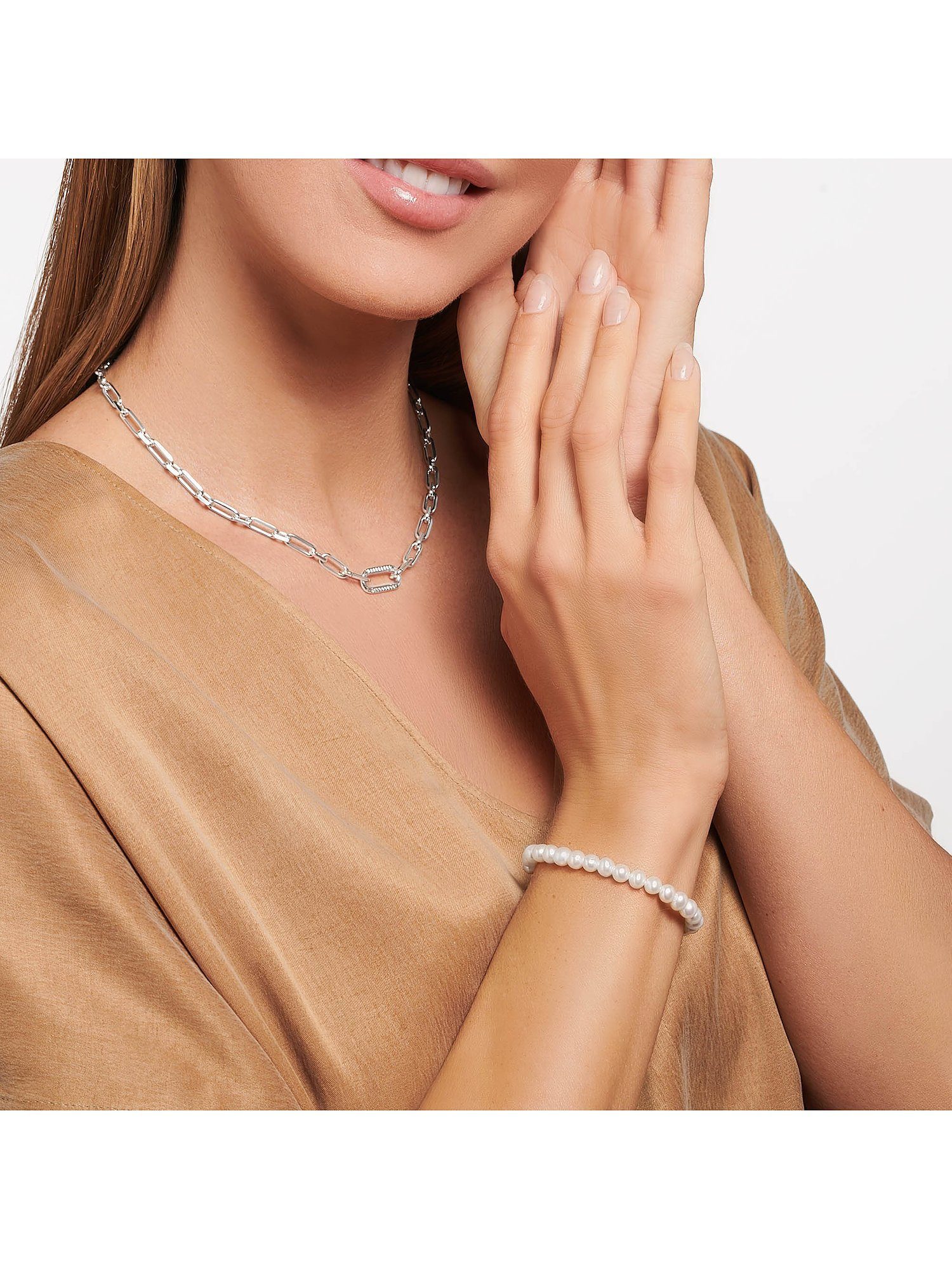 THOMAS SABO Silberkette Thomas Sabo Damen-Kette 925er Silber Zirkonia, Damenschmuck