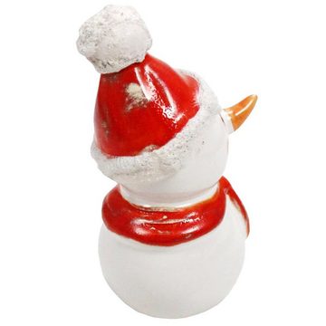 Tangoo Gartenfigur Tangoo Keramik-Schneemann mit rotem Schal und Mütze ca 16cm H, (Stück)