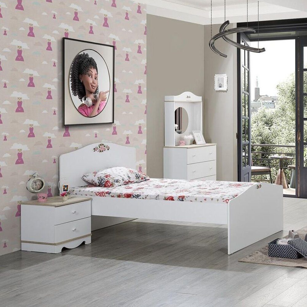 JVmoebel (Bett), Möbel Jugendzimmer Made Luxus Europe Schreibtisch Moderner Bett In Kinderzimmer Designer