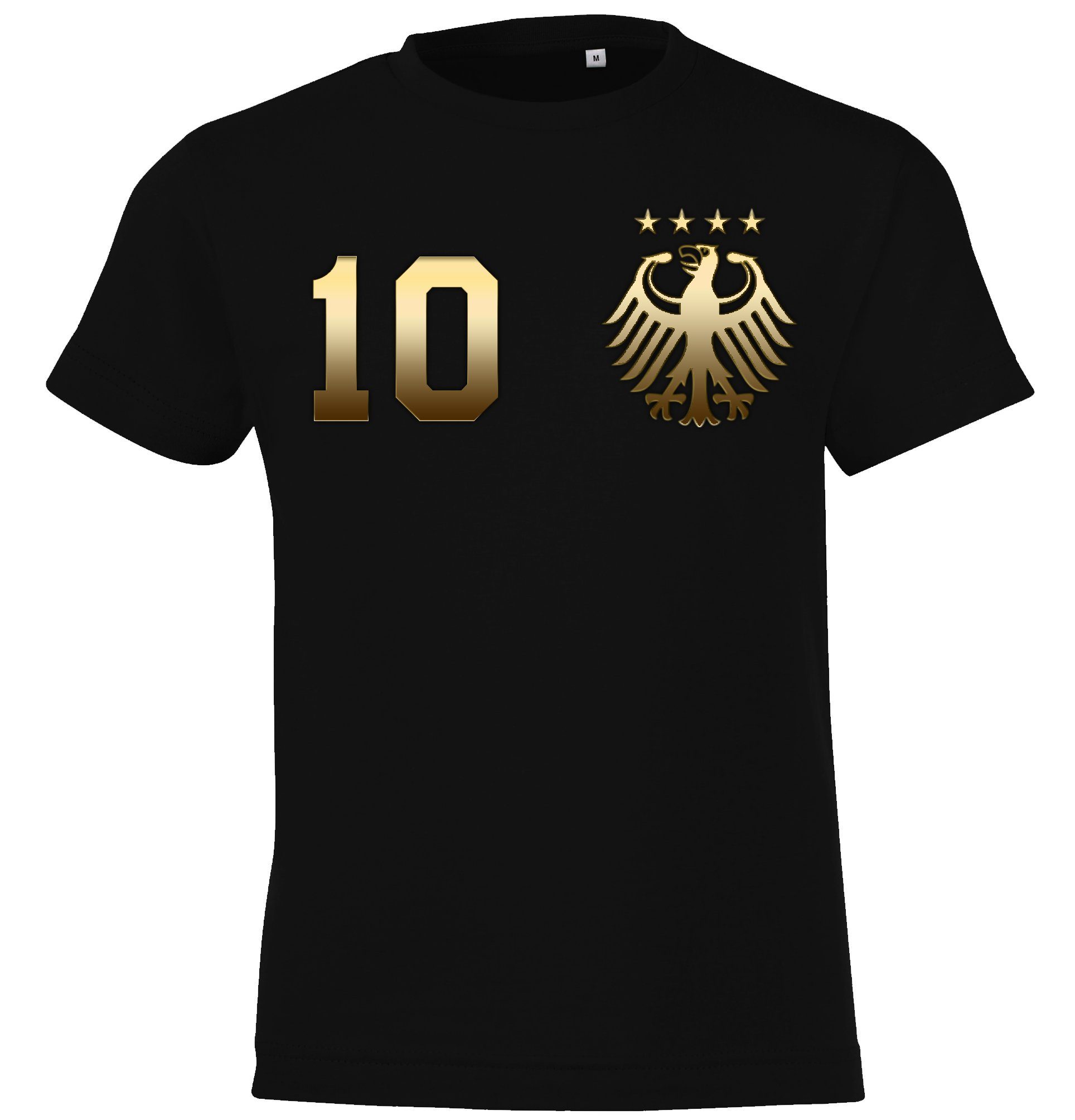 Trikot Designz trendigem Gold-Schwarz im Fußball Motiv T-Shirt Deutschland mit Youth Look T-Shirt Kinder