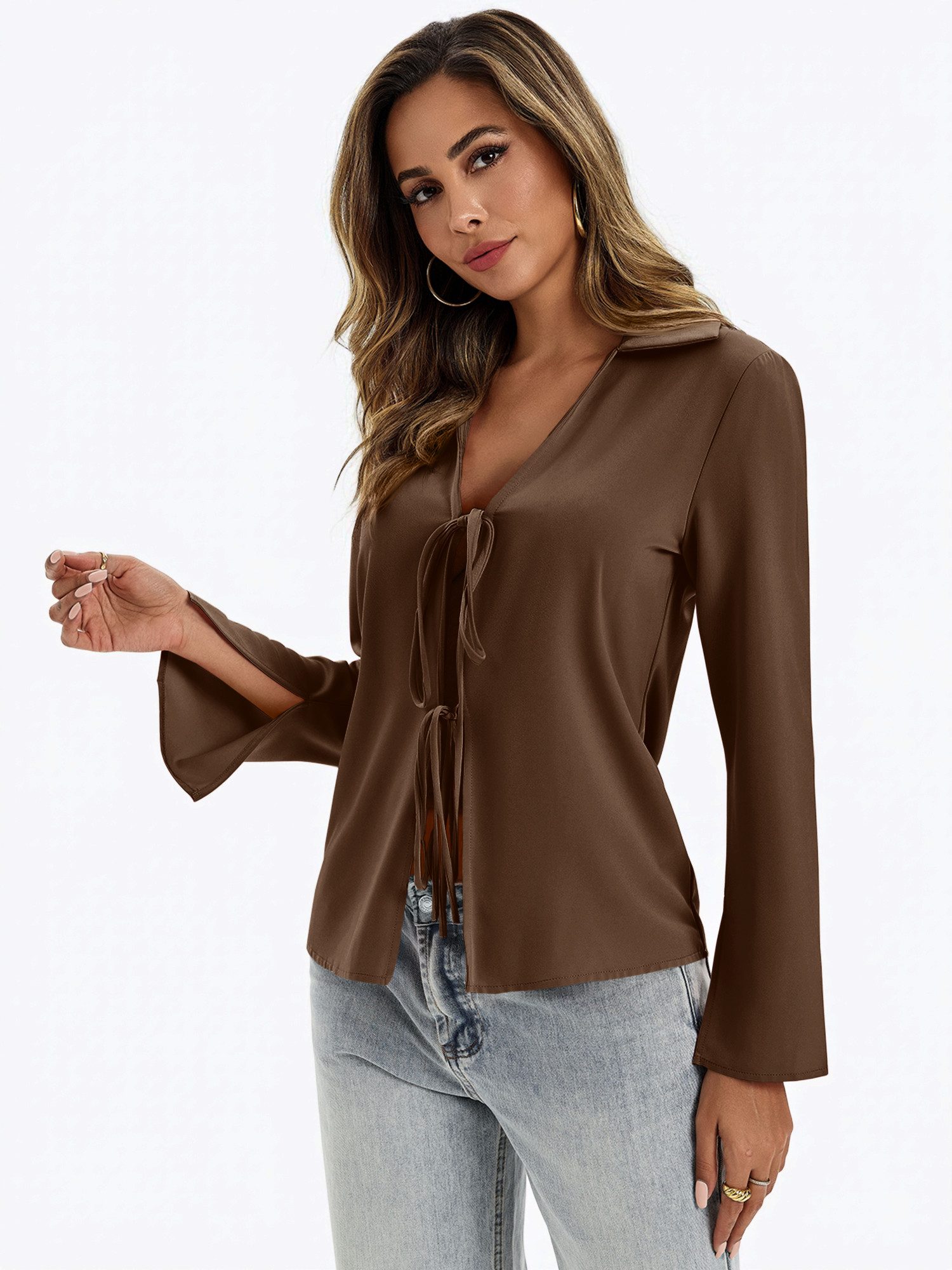 Imily Bela Blusentop Damen Sexy Hemd mit Bindeband vorne (Packung, 1-tlg., günstig online kaufen