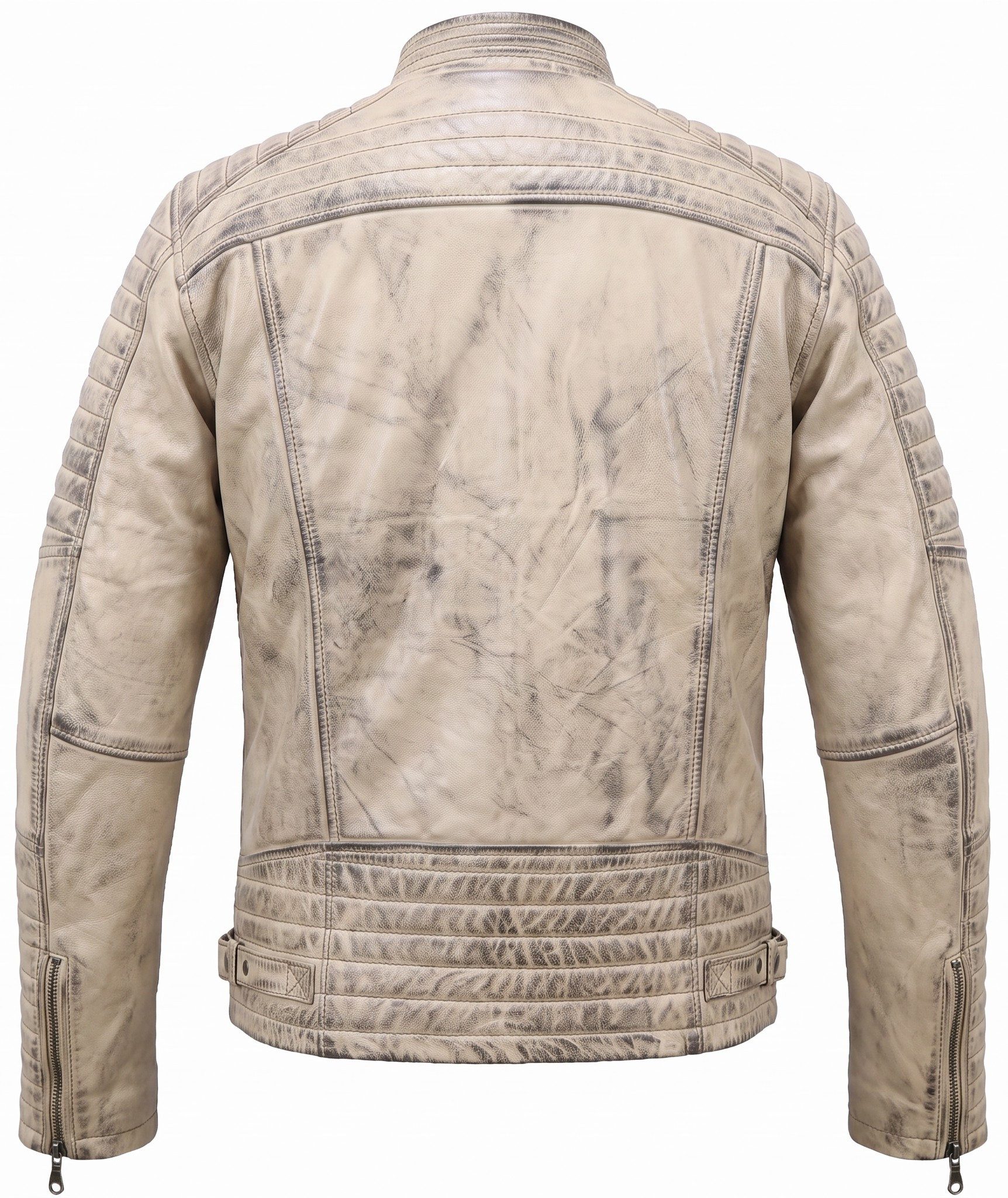 MDM Bikerjacke Herren Lamm Nappa Lederjacke Leichte Sommer Biker Lederjacke – Bild 3 von 5