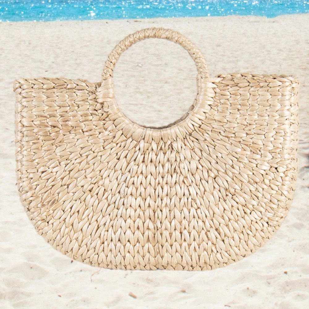 Clayre & Eef Standbag Juleeze Strandtasche 40x10x35cm Beige Seegras, Hangeflochten